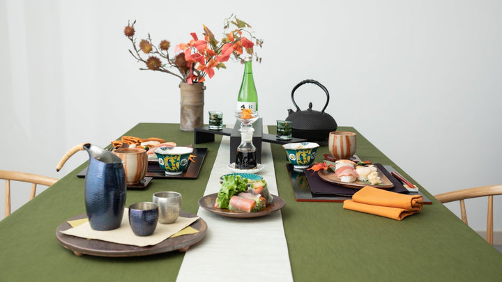 Sushi Dinner in Autumn Colors from Hozan Kiln