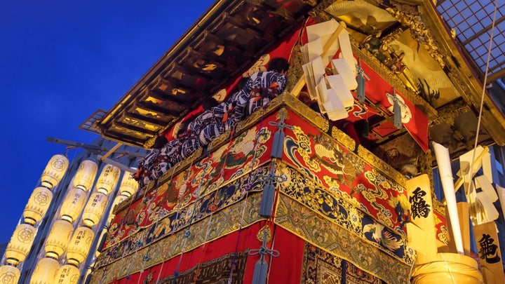 An ornate, gilded hoko float at Kyoto's Gion Matsuri