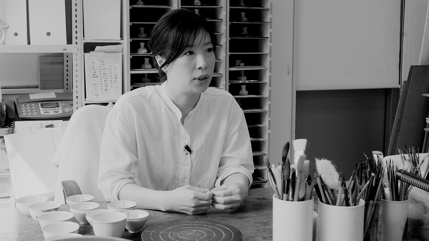 Gallery artist Tamura Seito in her own production studio
