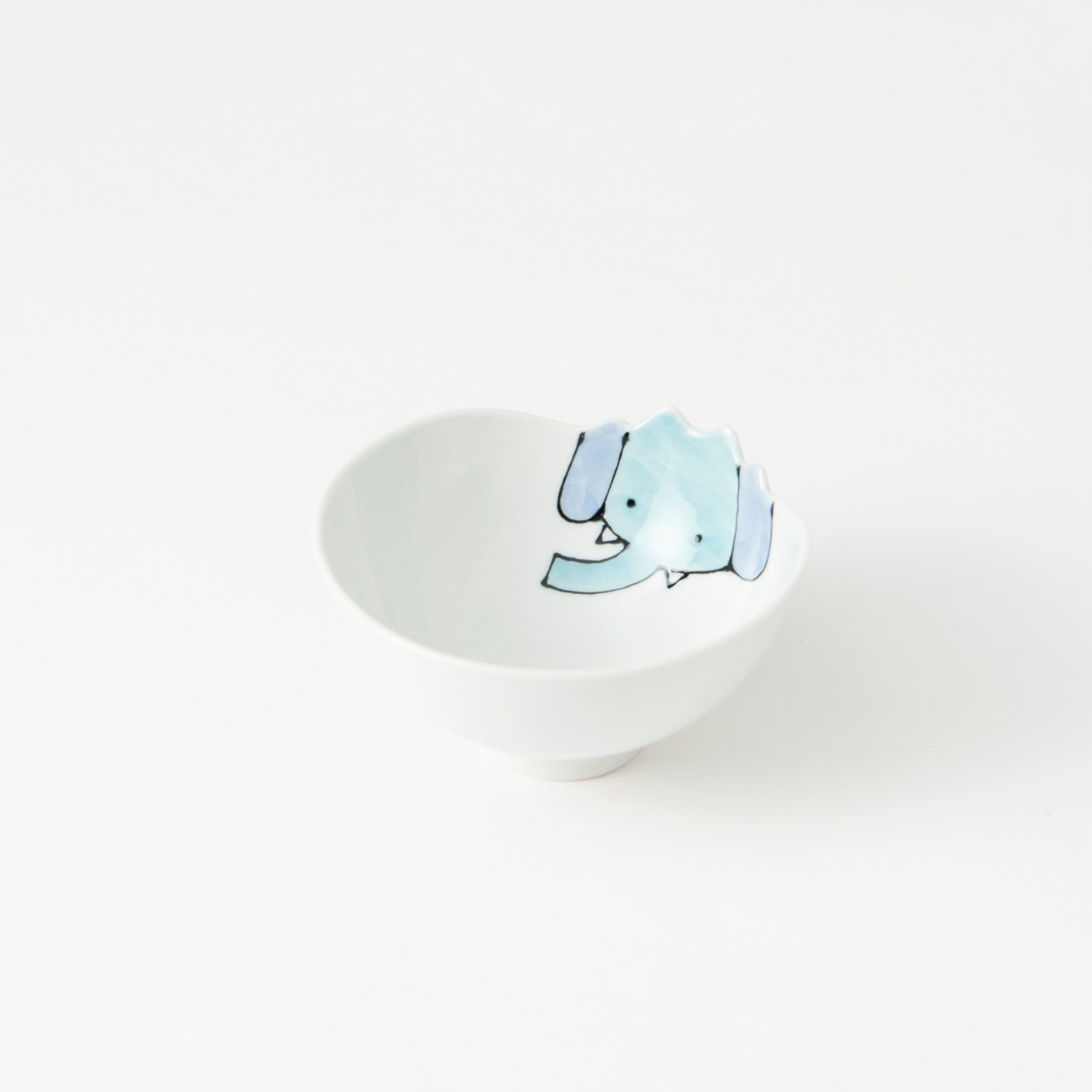 Rim-Peeking Animals Designed Japanese Rice Bowl