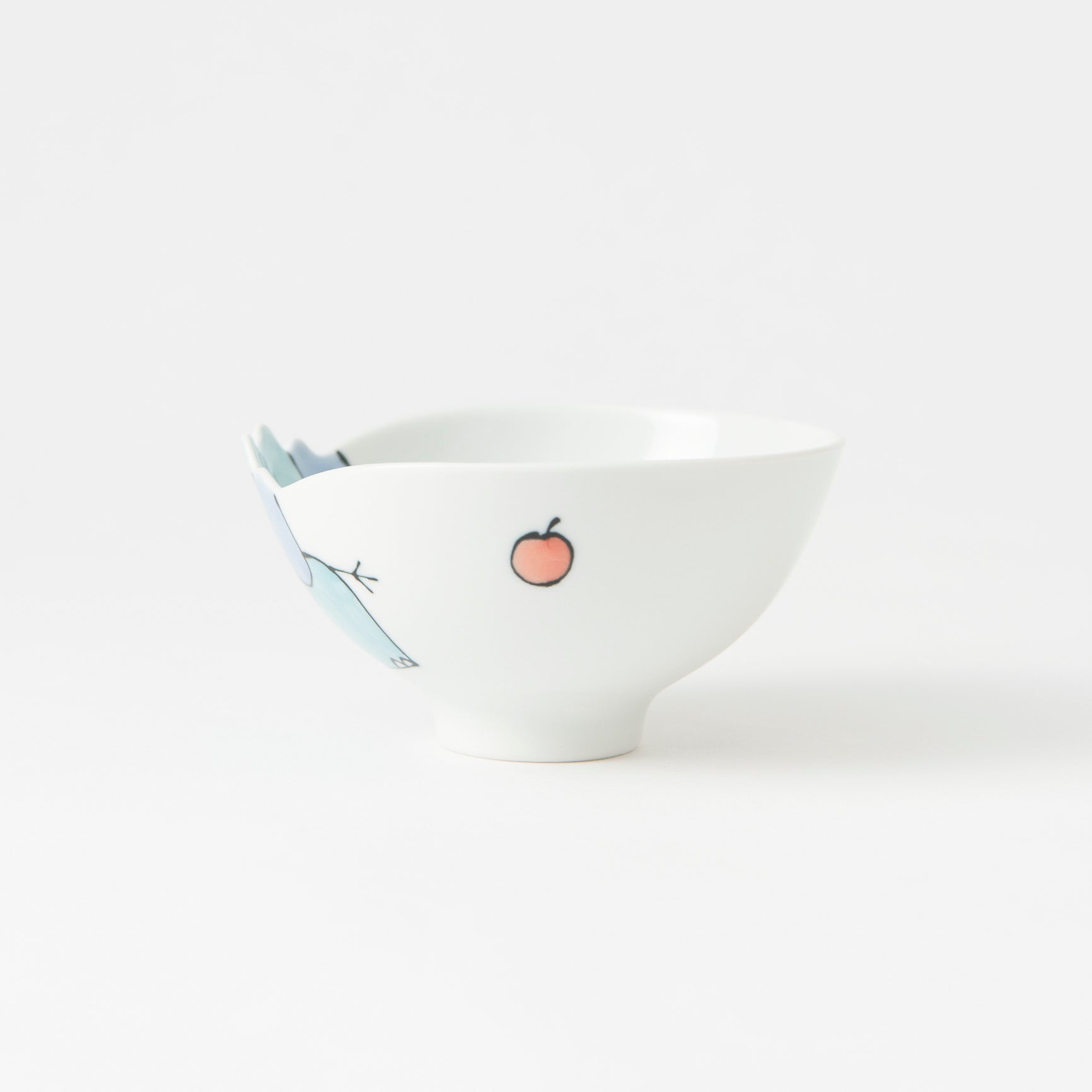 Rim-Peeking Animals Designed Japanese Rice Bowl