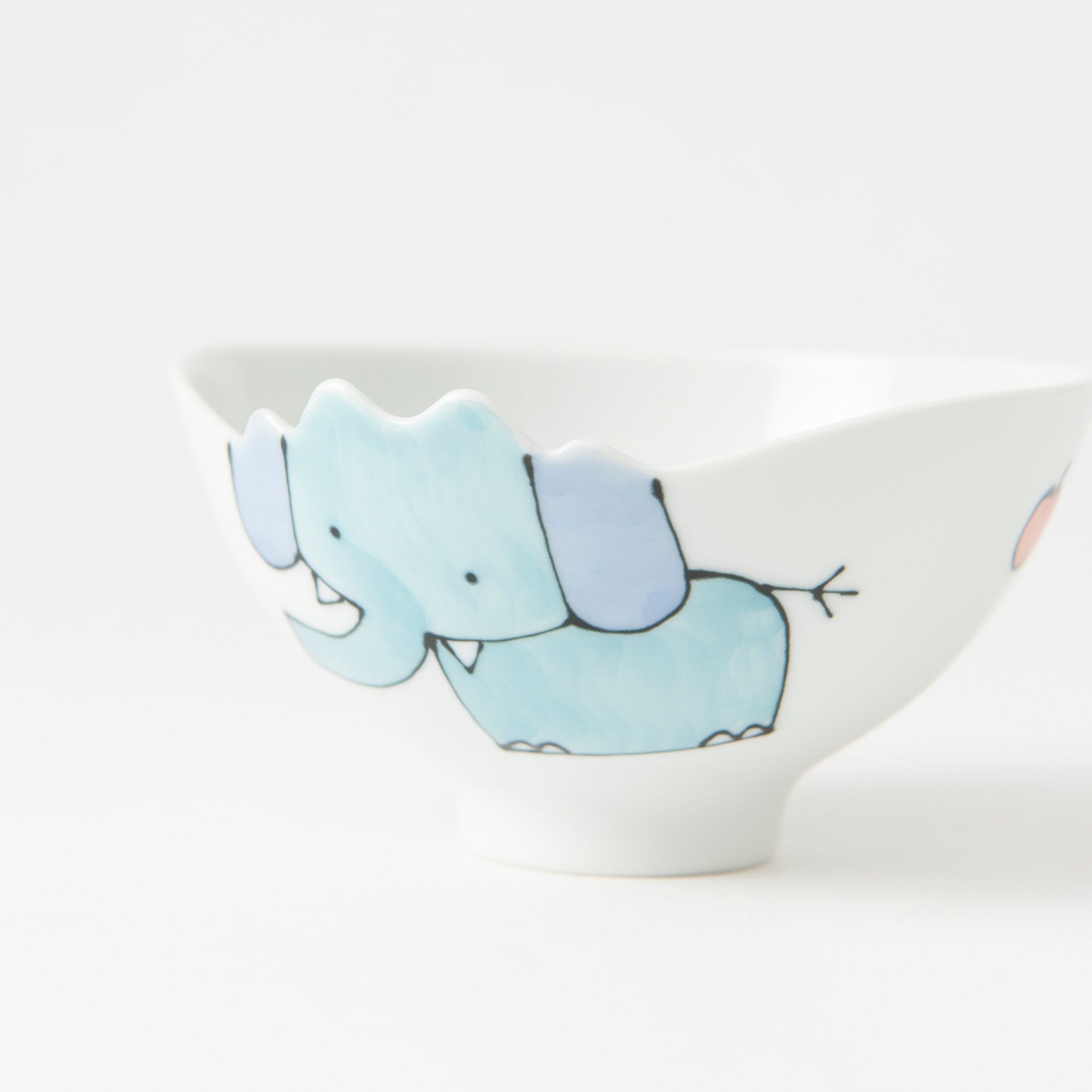 Rim-Peeking Animals Designed Japanese Rice Bowl