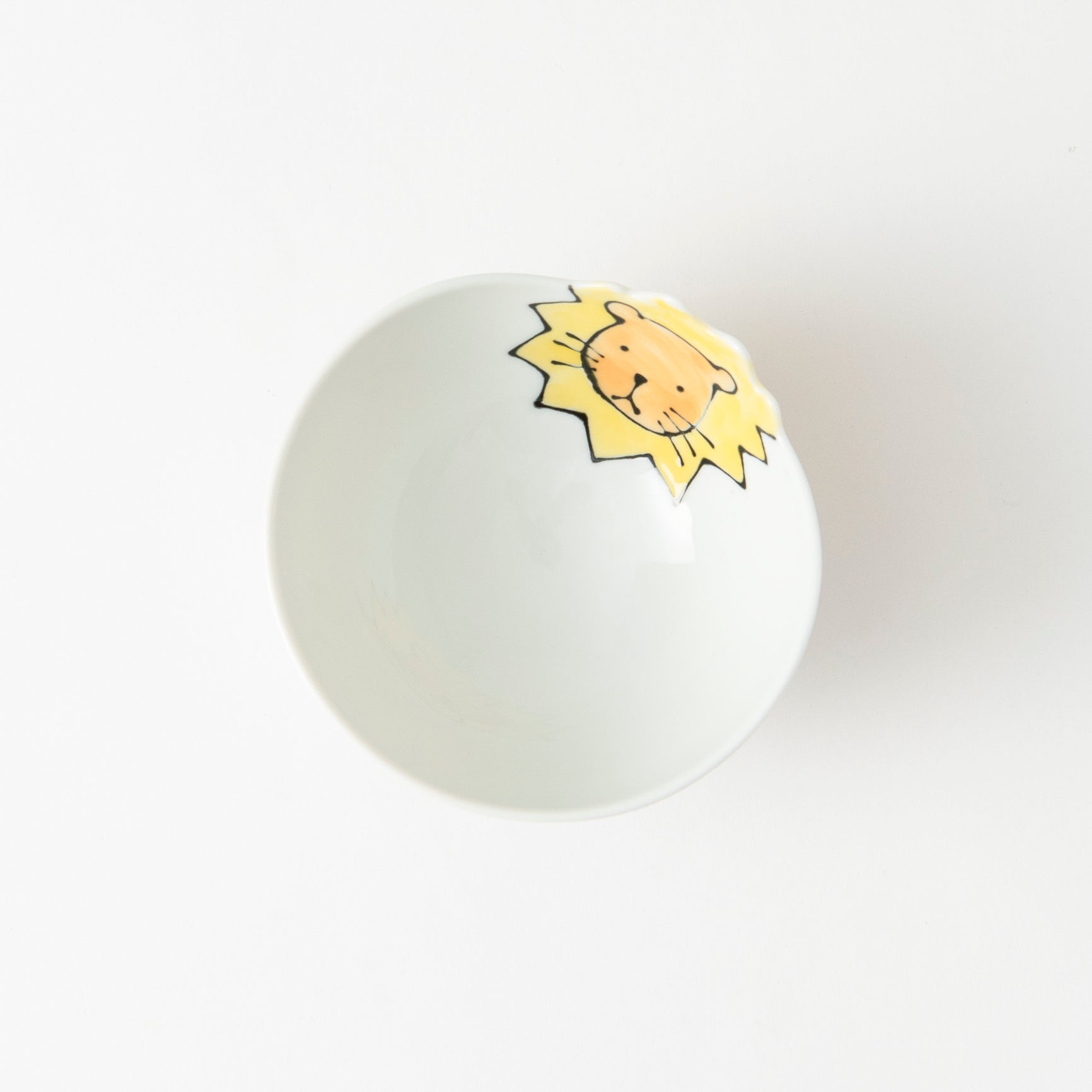 Rim-Peeking Animals Designed Japanese Rice Bowl