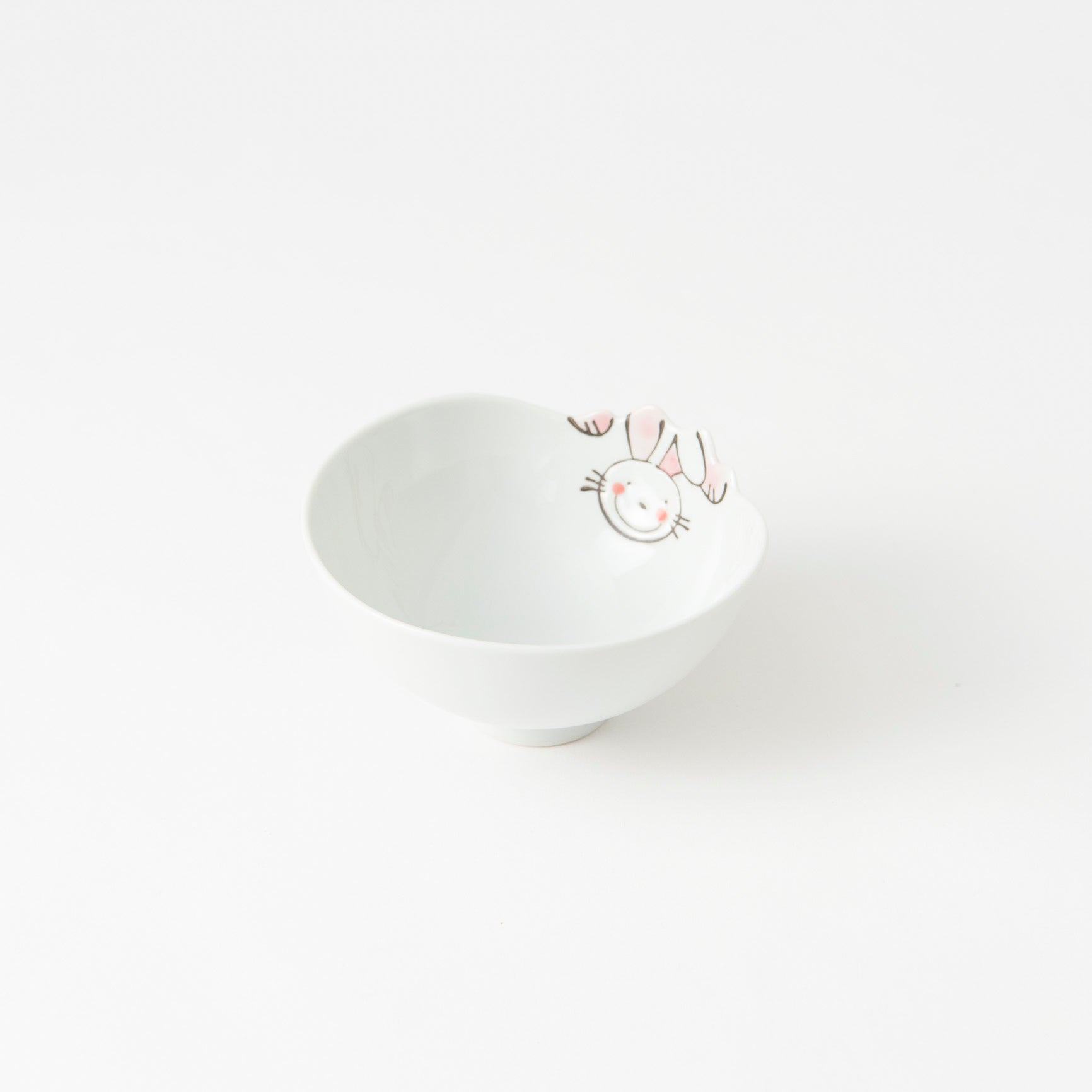 Rim-Peeking Animals Designed Japanese Rice Bowl