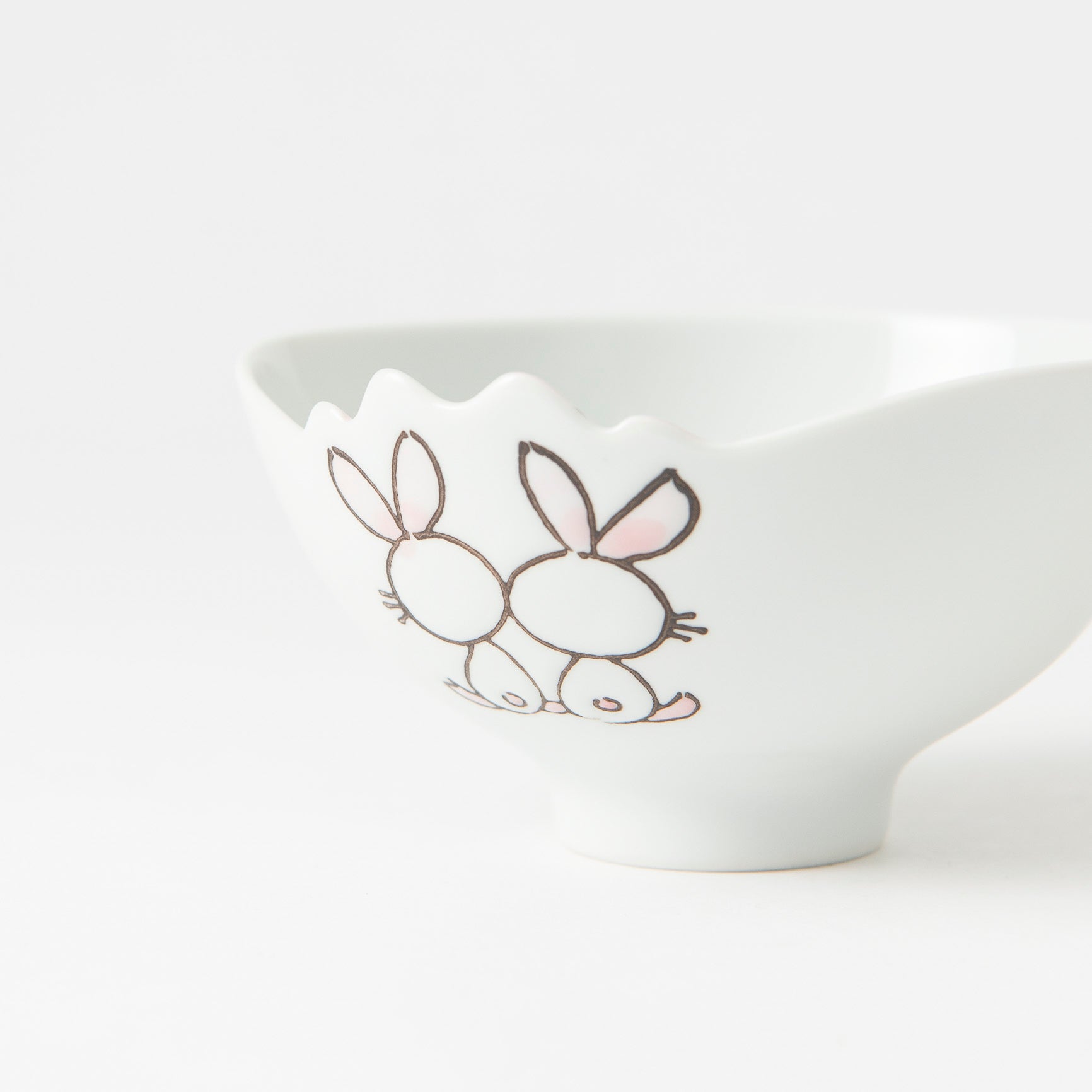 Rim-Peeking Animals Designed Japanese Rice Bowl