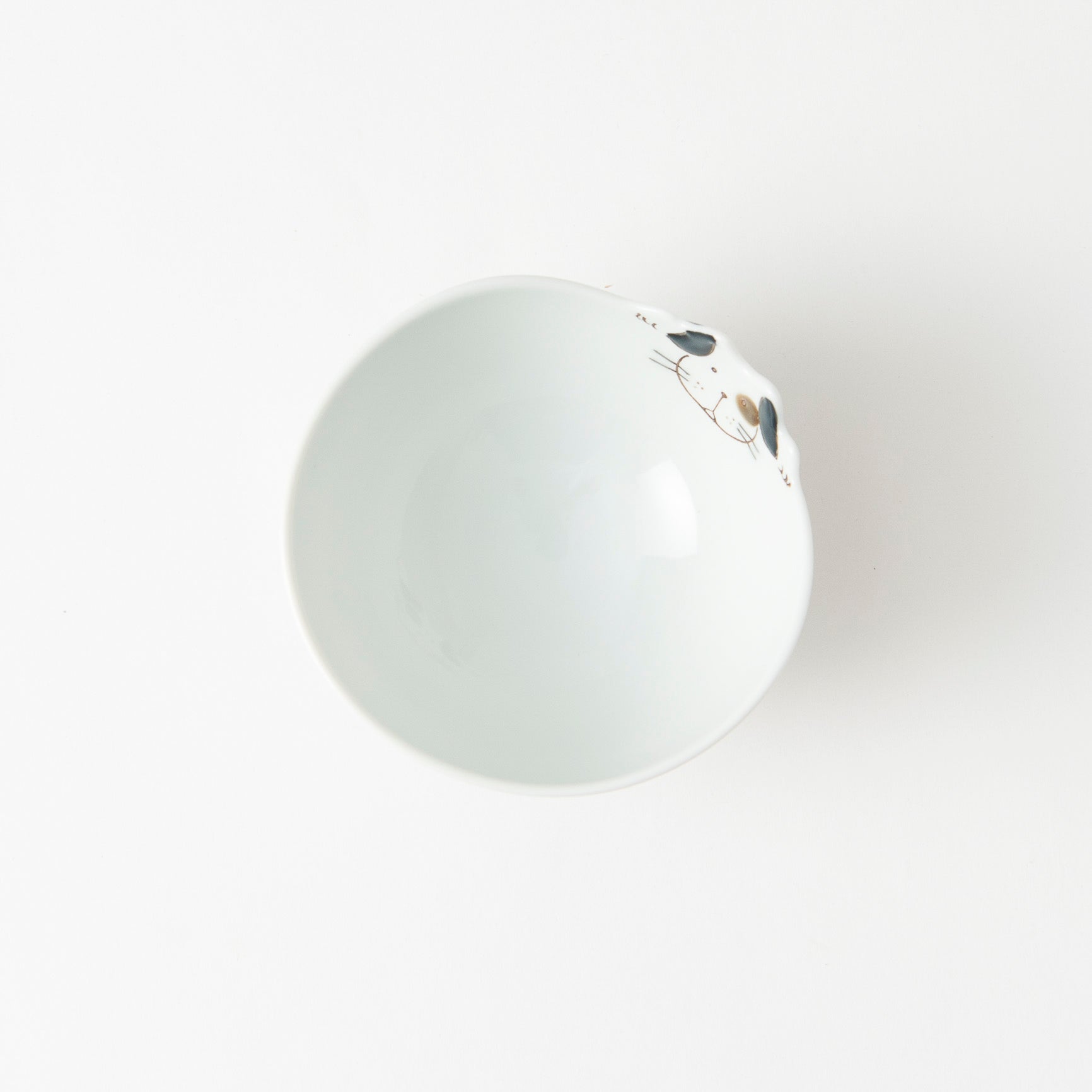 Rim-Peeking Animals Designed Japanese Rice Bowl