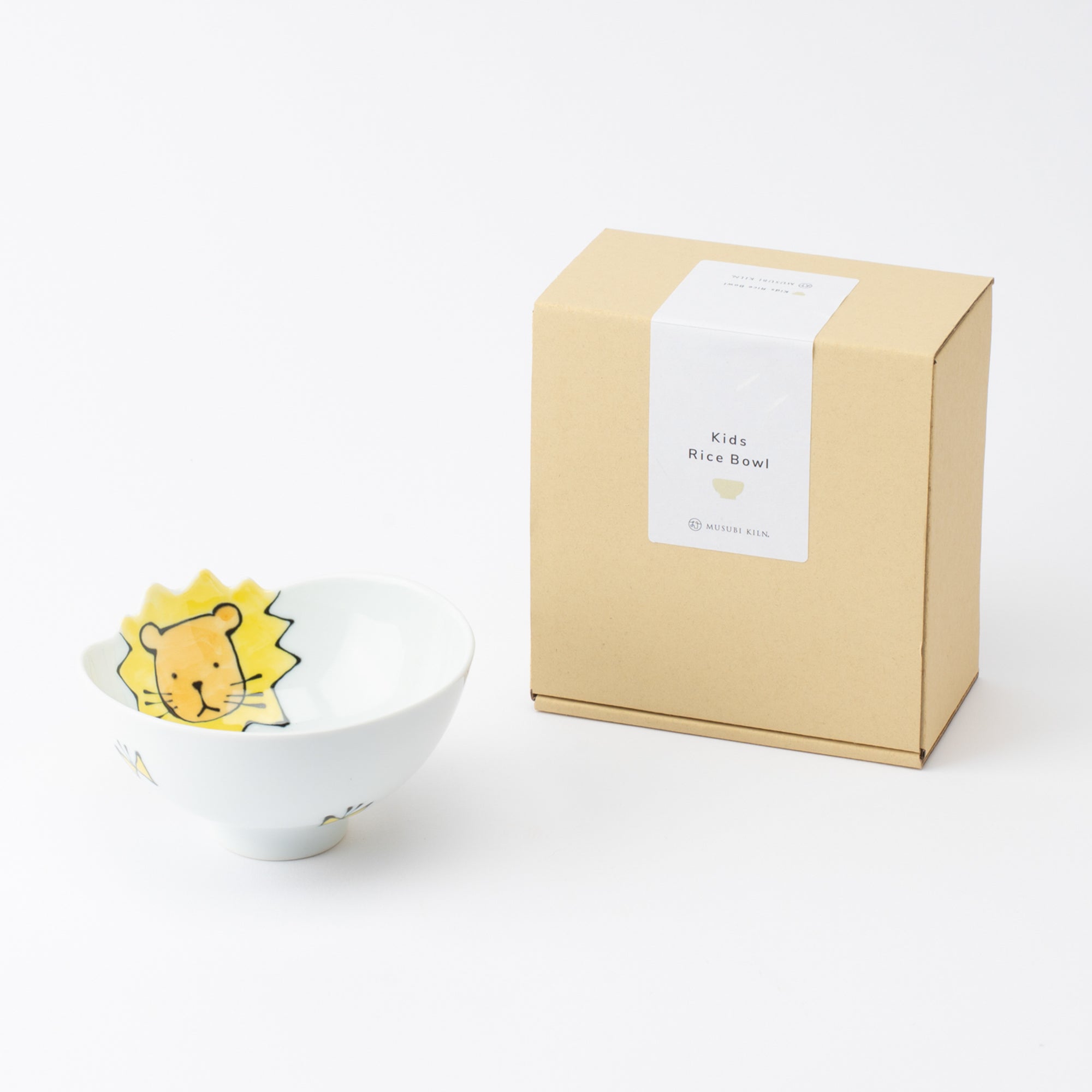 Rim-Peeking Animals Designed Japanese Rice Bowl