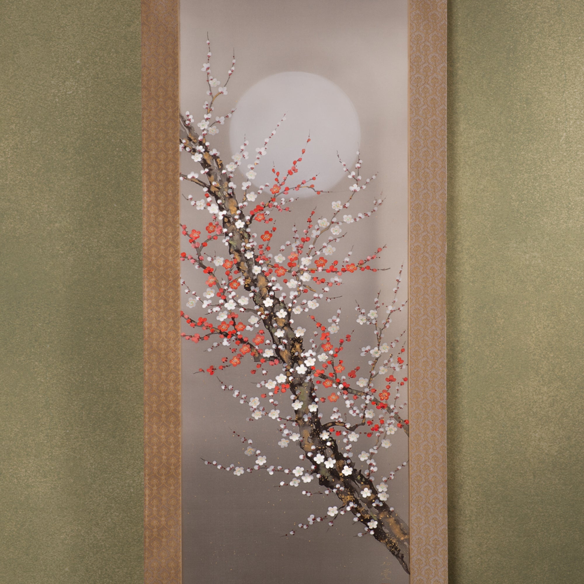 Plum Blossoms Under the Moon Kakejiku Hanging Scroll