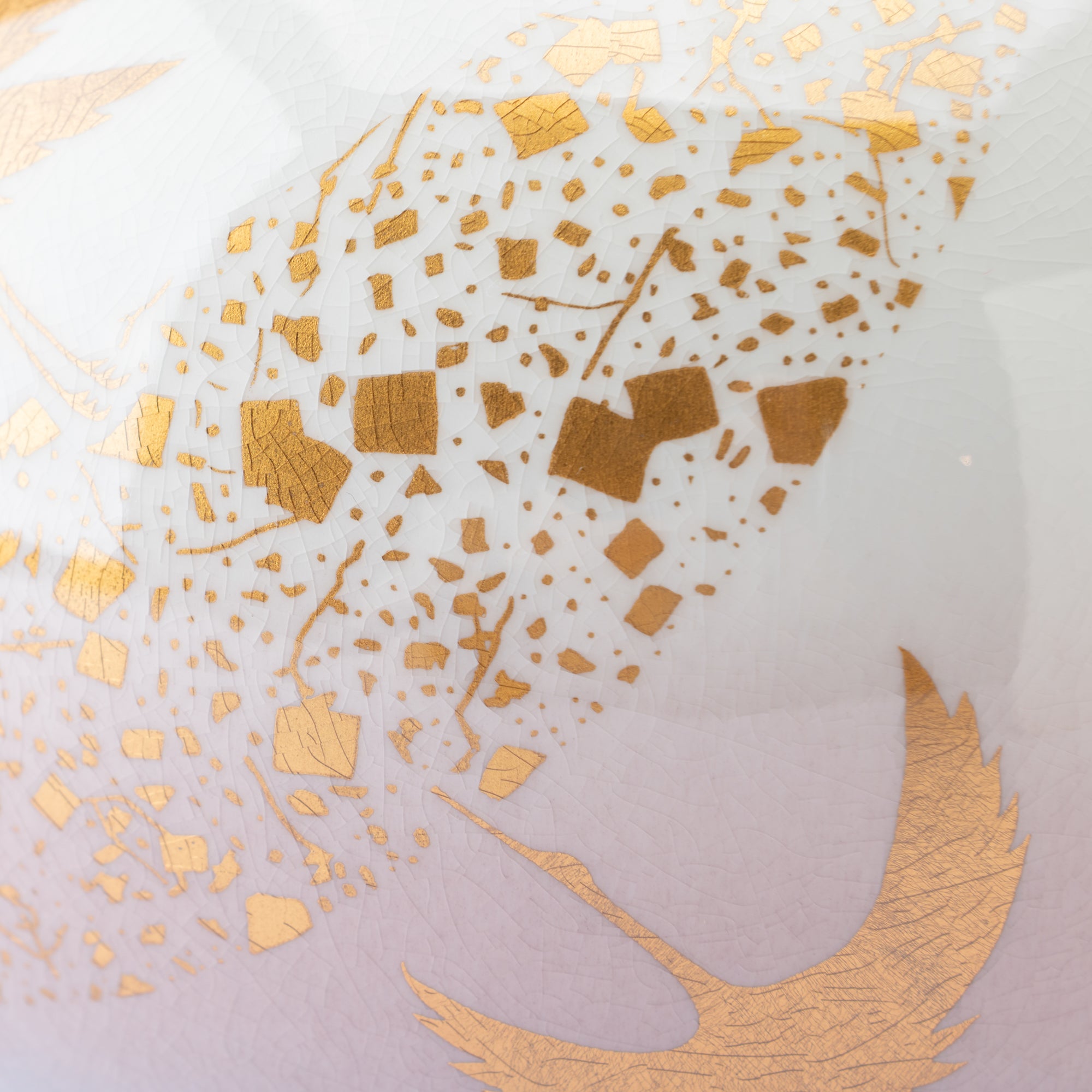 Ginsai Crane Round Japanese Flower Vase 6.9 IN