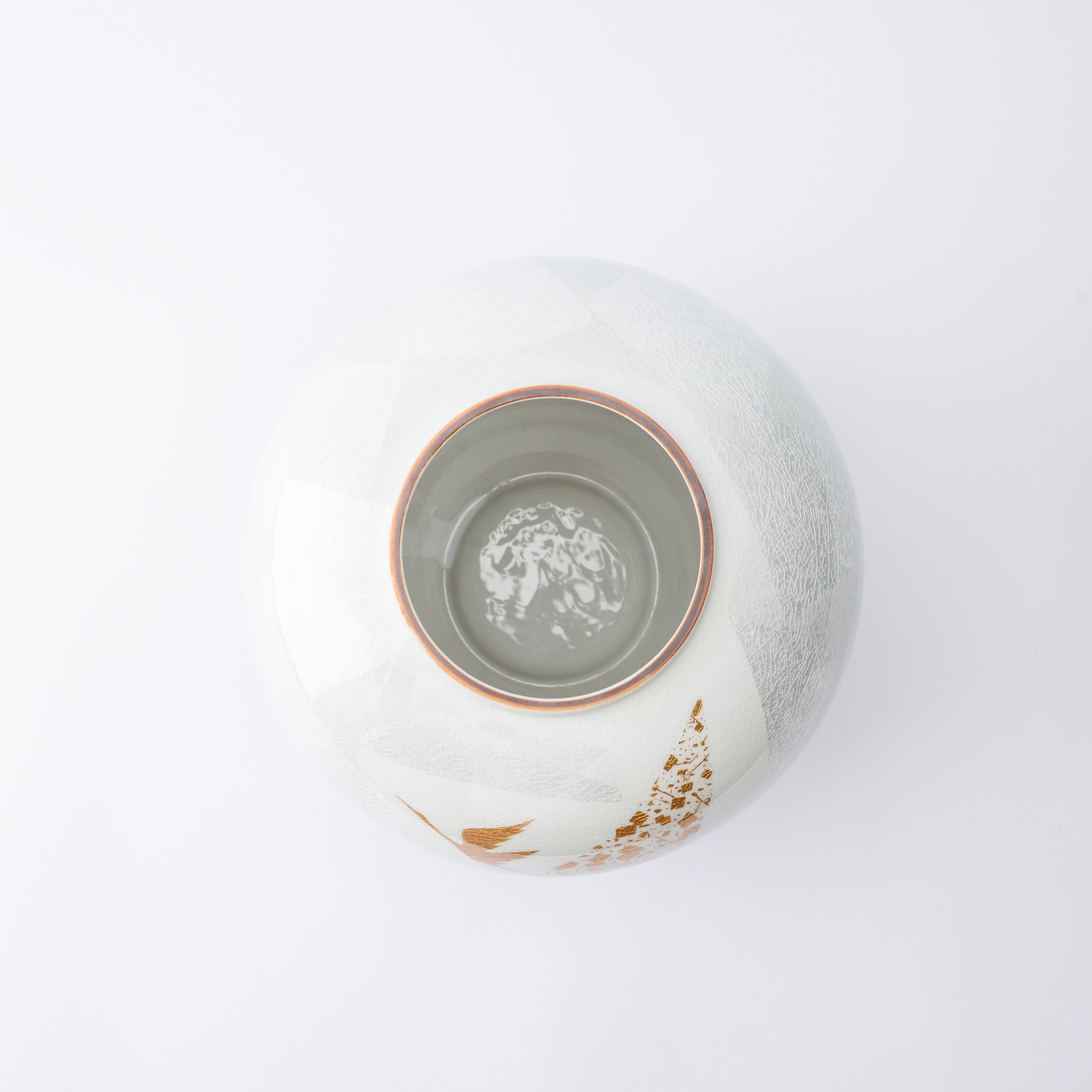 Ginsai Crane Round Japanese Flower Vase 8.1 IN