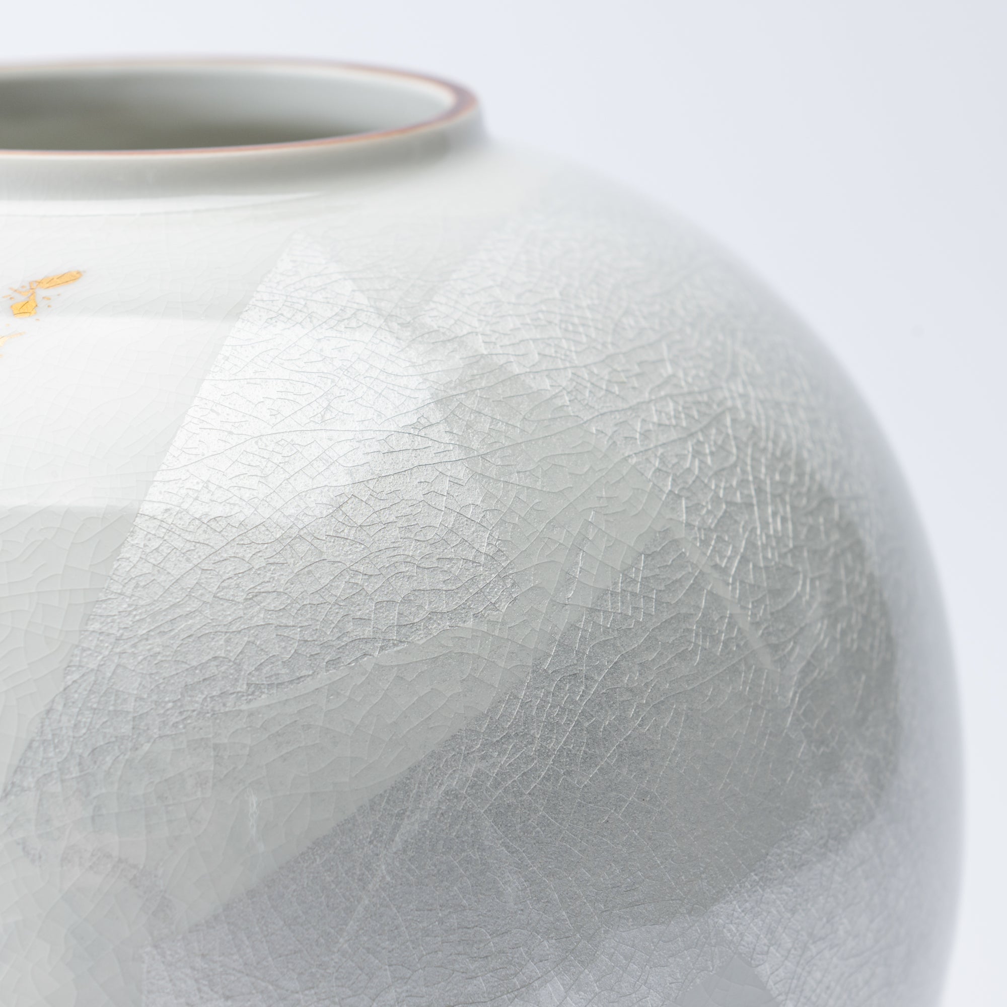 Ginsai Crane Round Japanese Flower Vase 8.1 IN