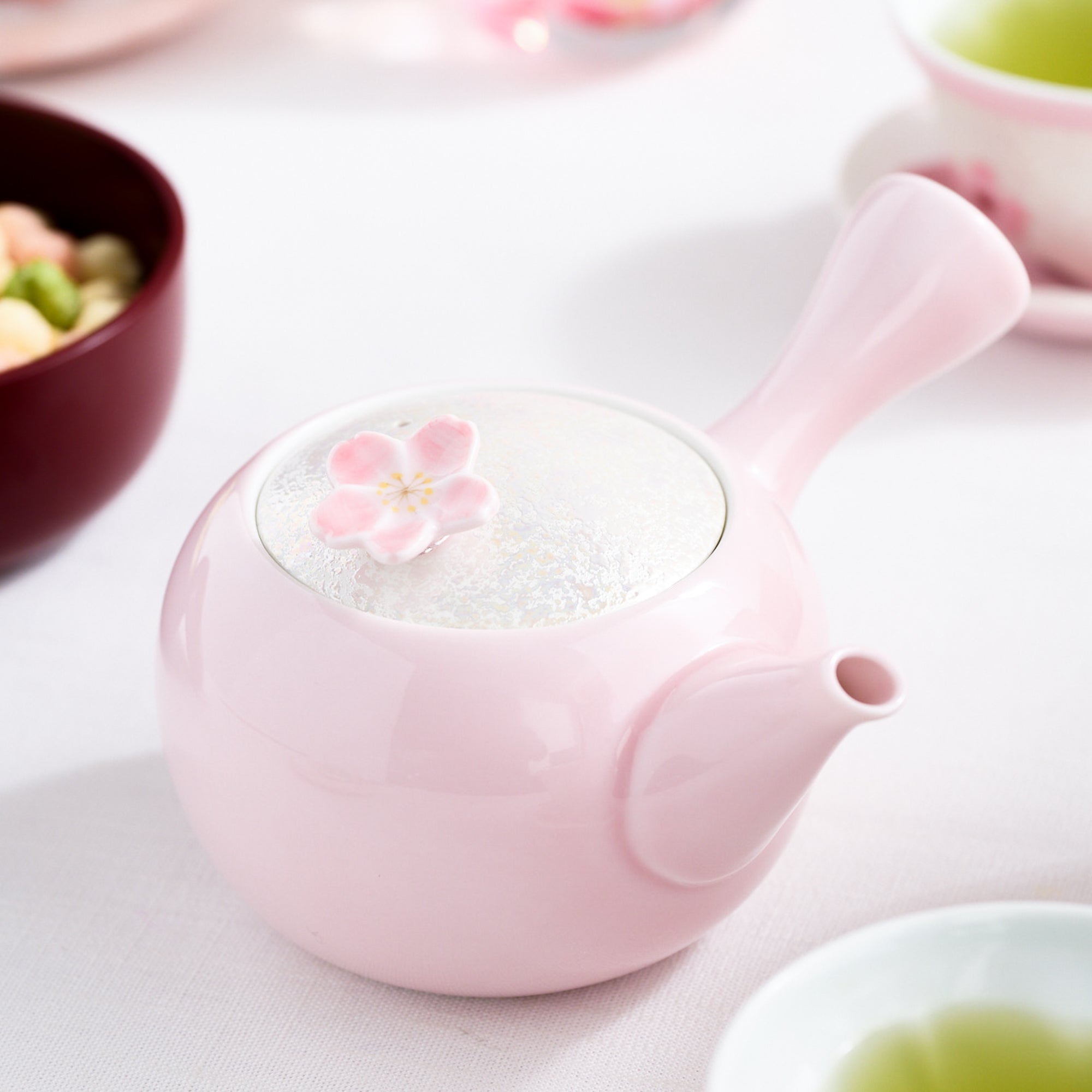 Glänzend Rosa Sakura-Teekanne