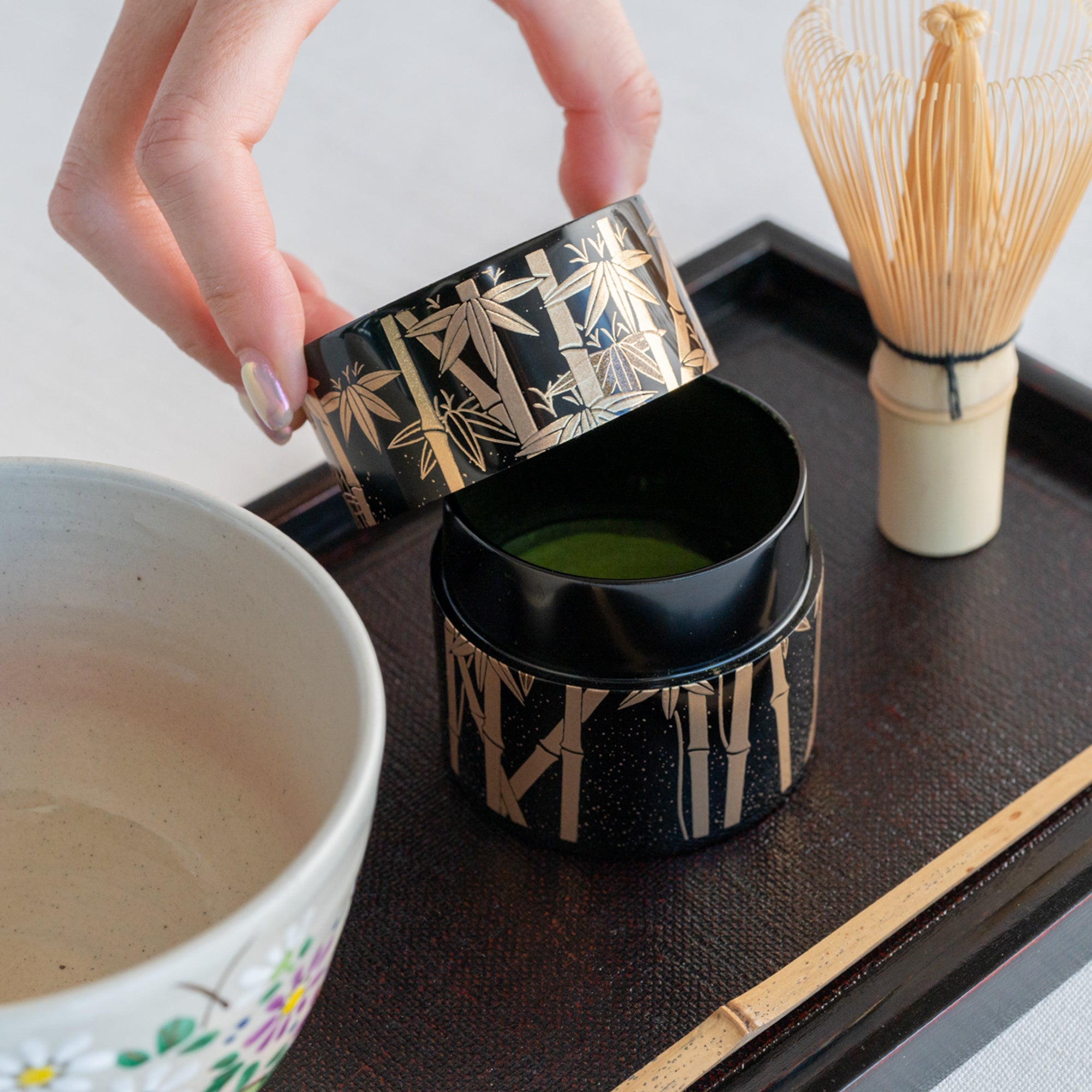 Golden Bamboo Nakatsugi Matcha Container