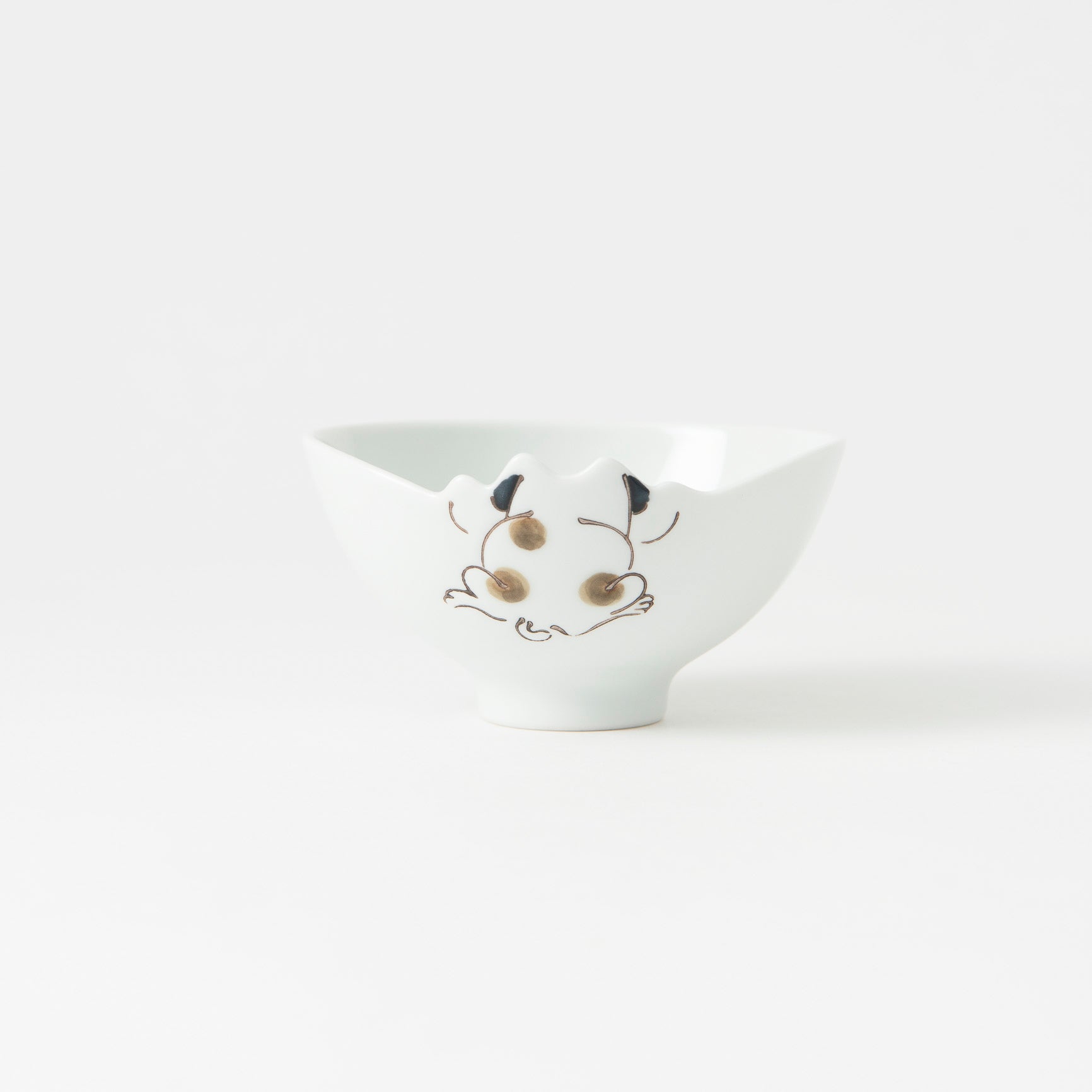 Rim-Peeking Animals Designed Japanese Rice Bowl