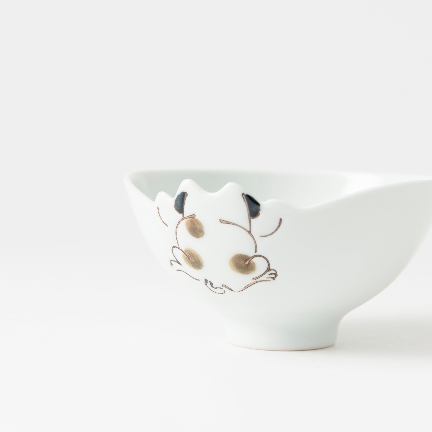 Rim-Peeking Animals Designed Japanese Rice Bowl