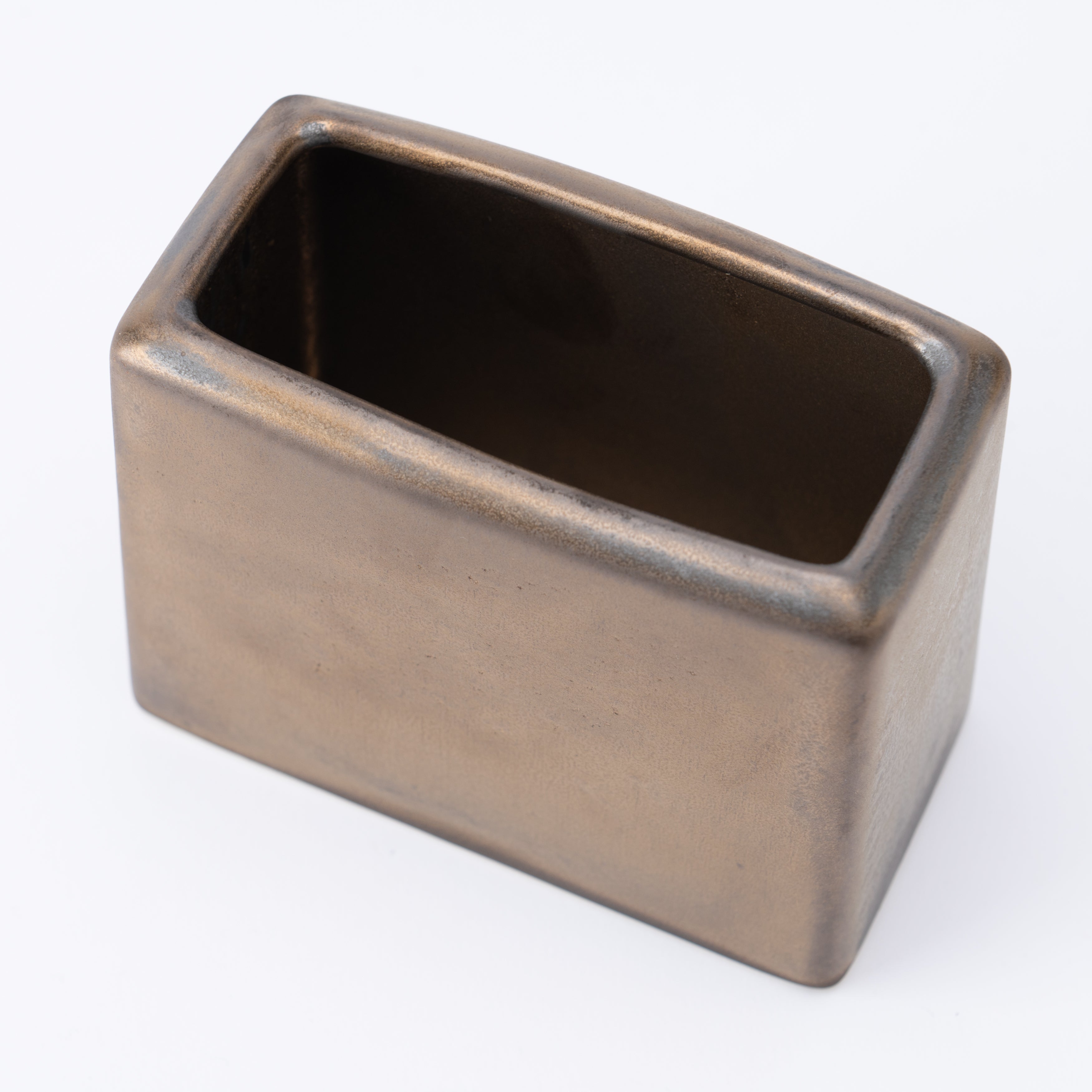Porta utensilios rectangular con esmalte terroso