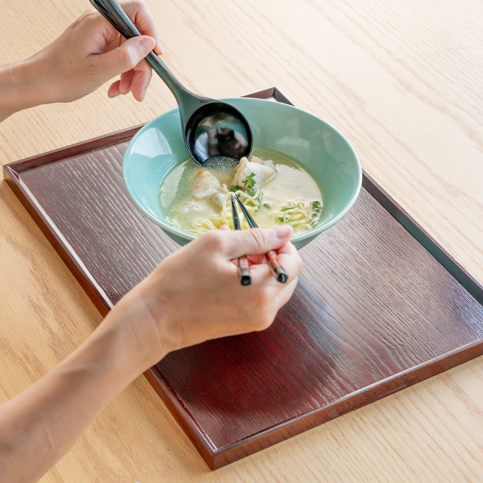 Wood Grained Lacquerware Serving Tray