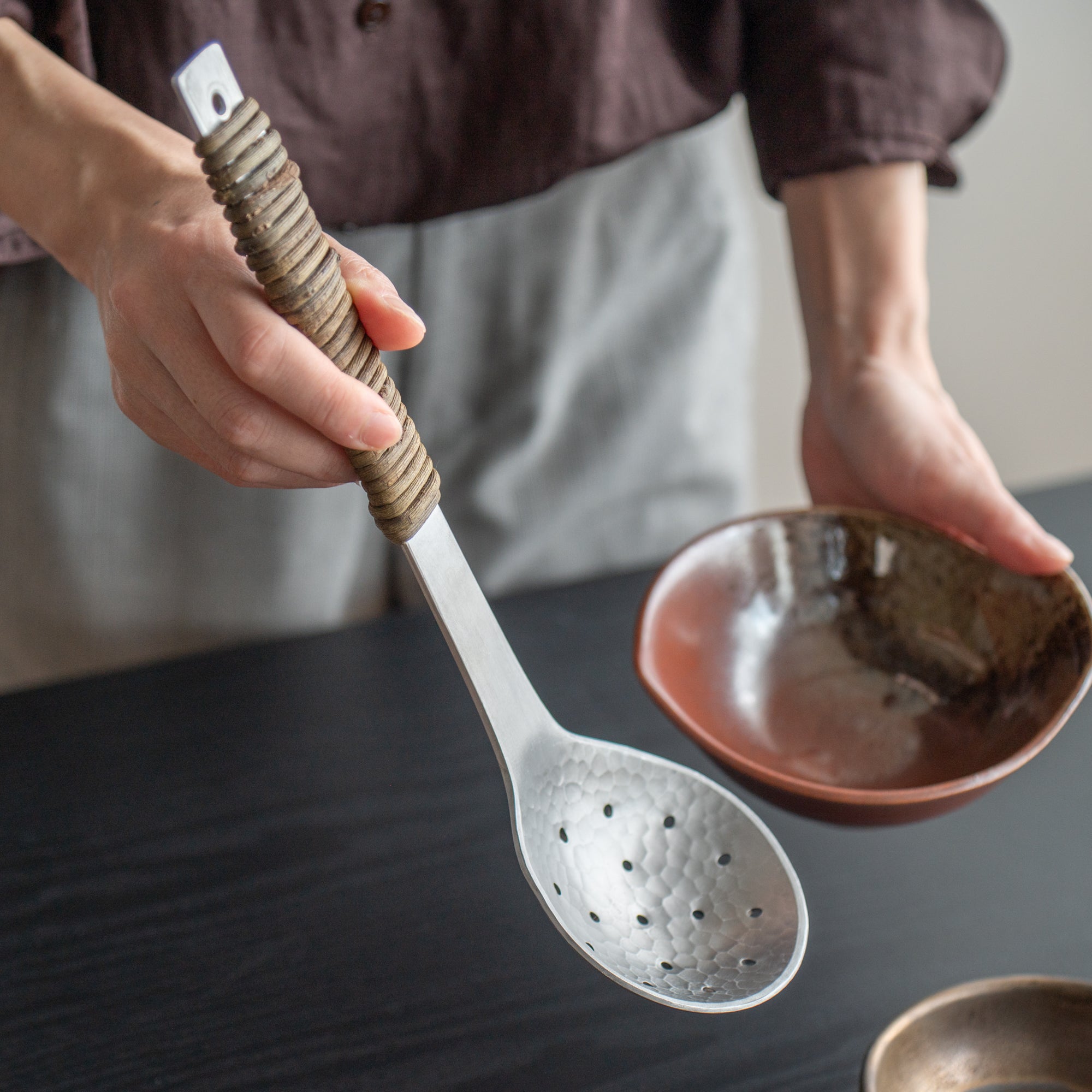Aluminum Hammered Perforated Ladle
