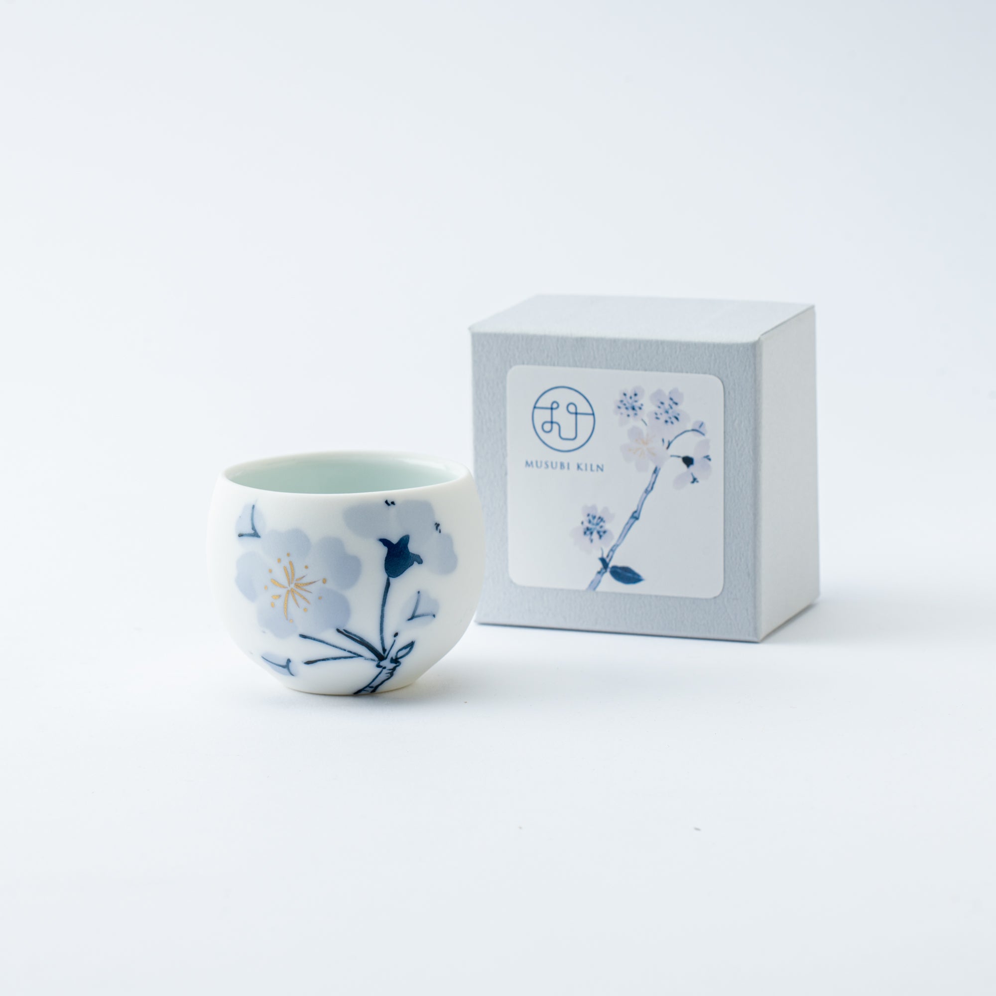 Blue Flower Sakura Guinomi Sake Cup