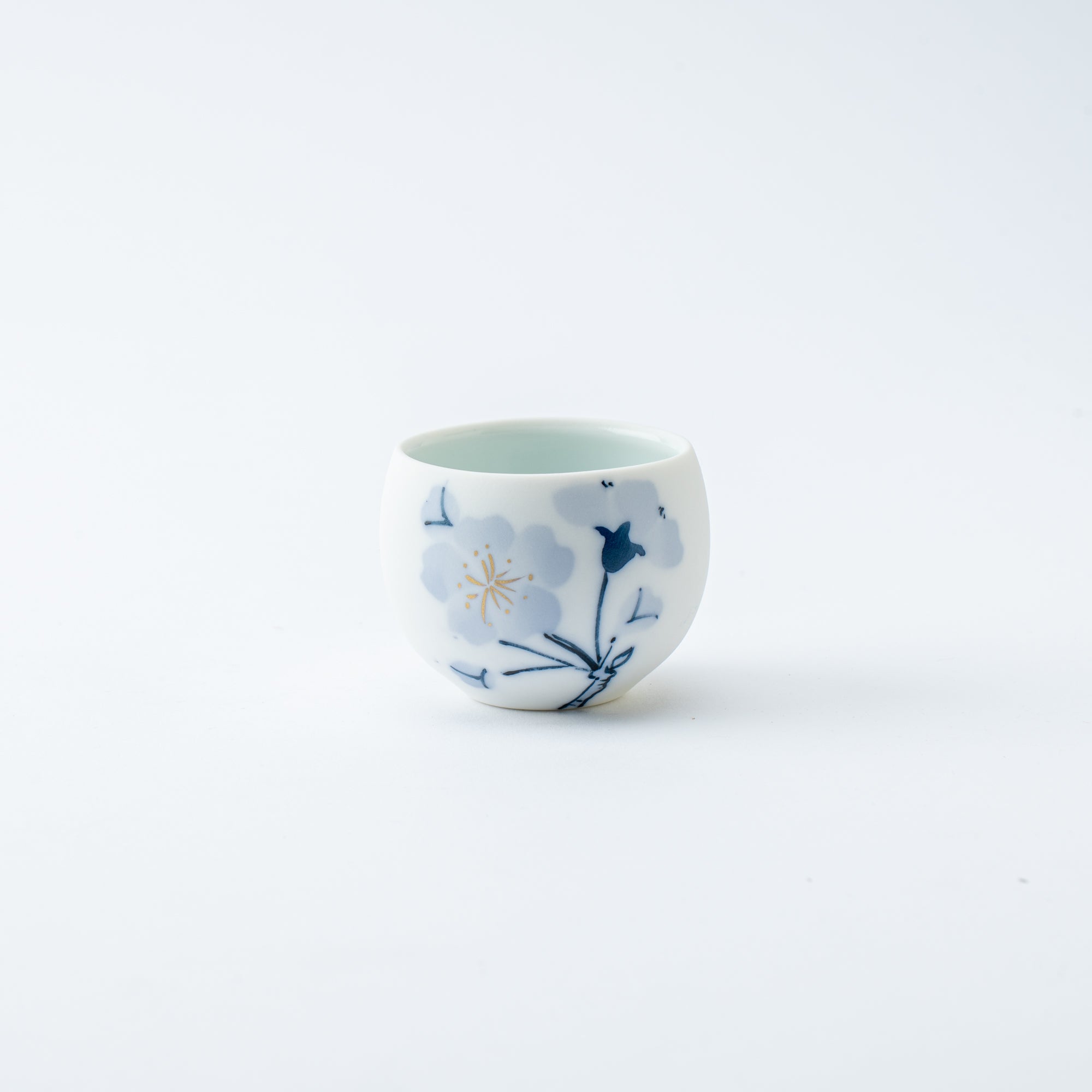 Blue Flower Sakura Guinomi Sake Cup