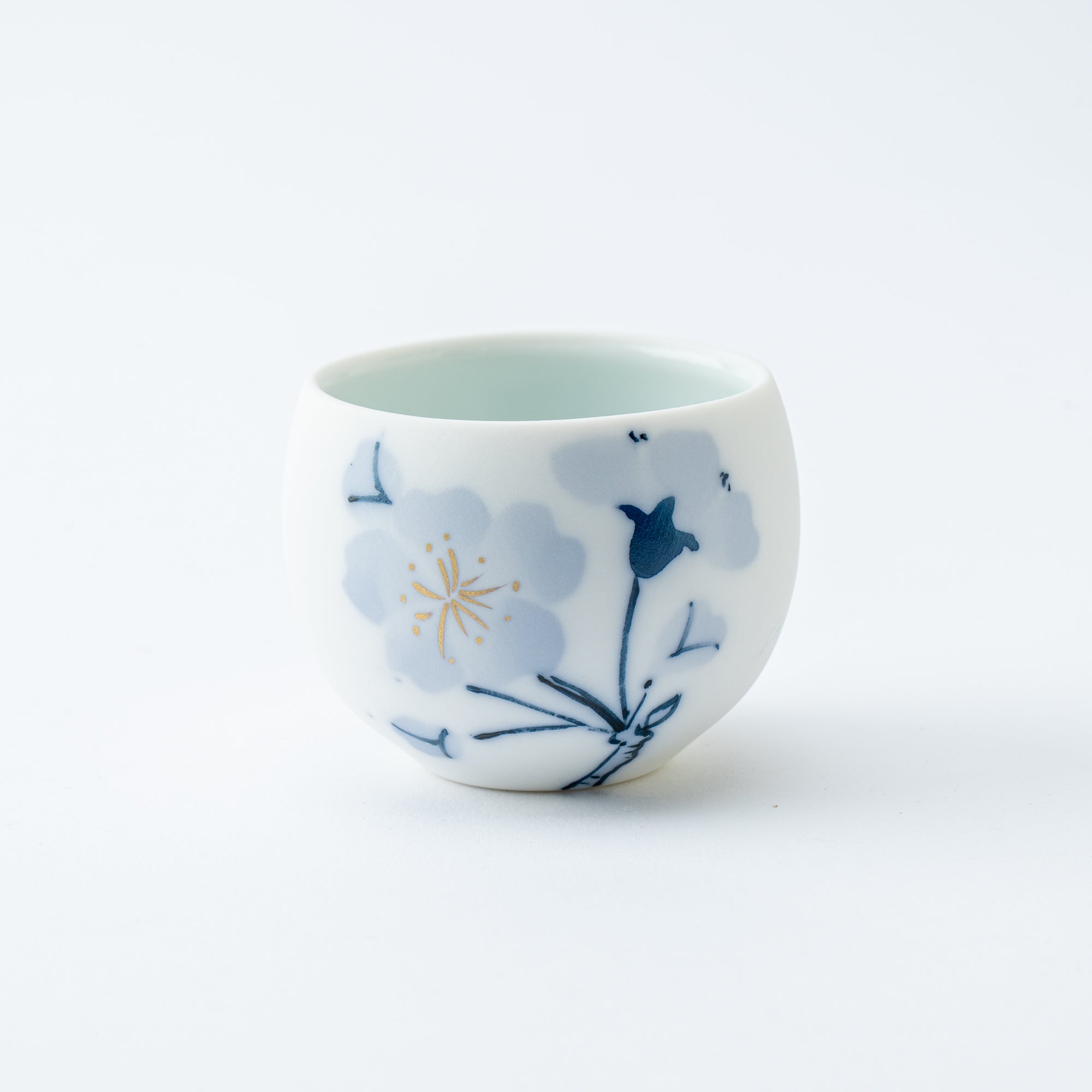 Blue Flower Sakura Guinomi Sake Cup