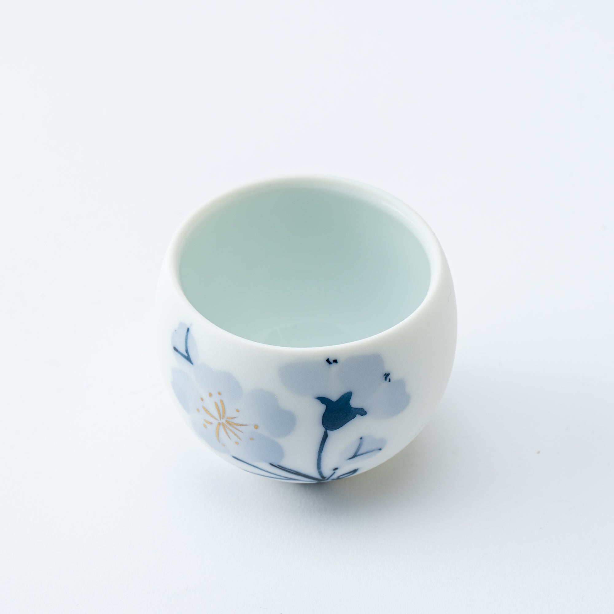 Blue Flower Sakura Guinomi Sake Cup