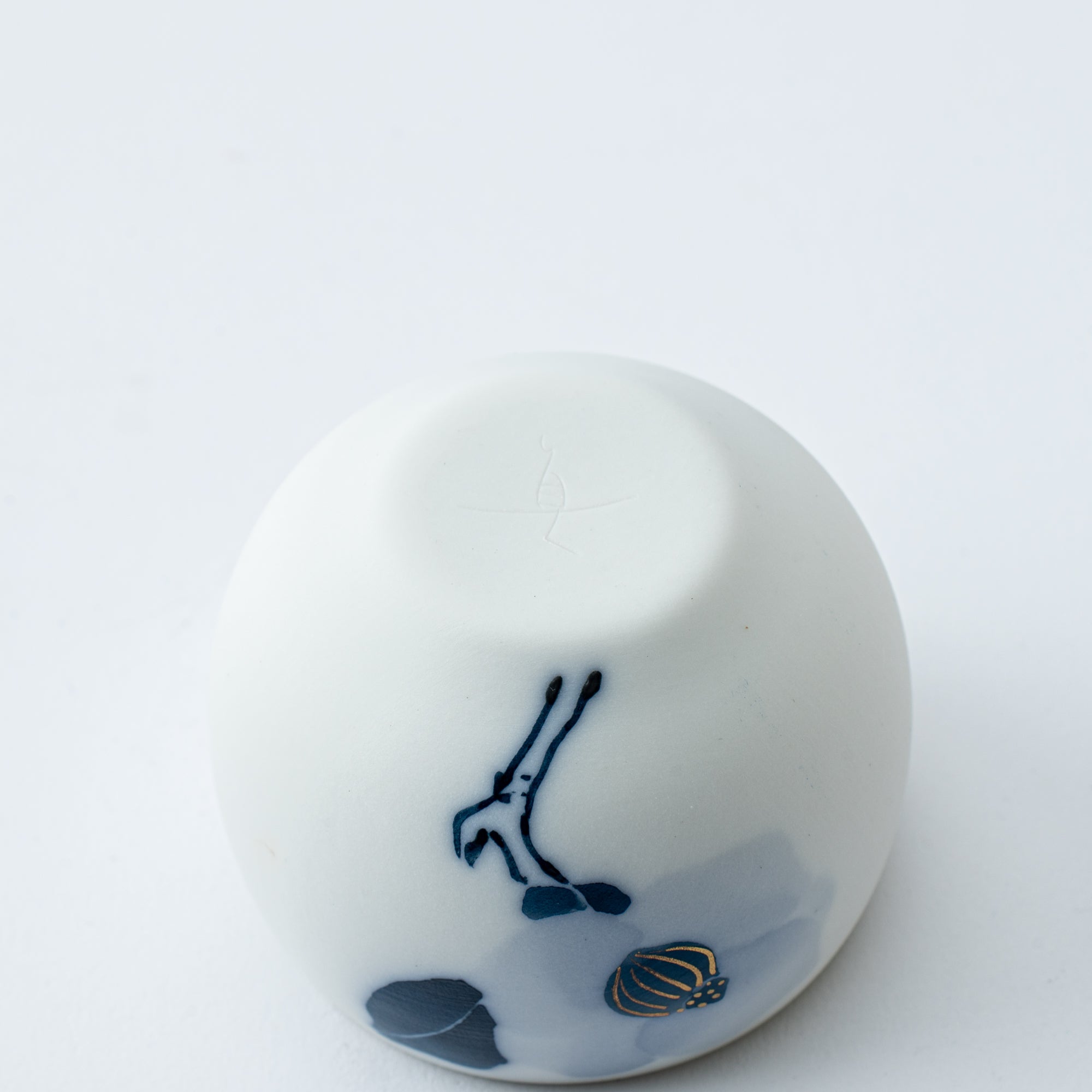 Blue Flower Camellia Guinomi Sake Cup