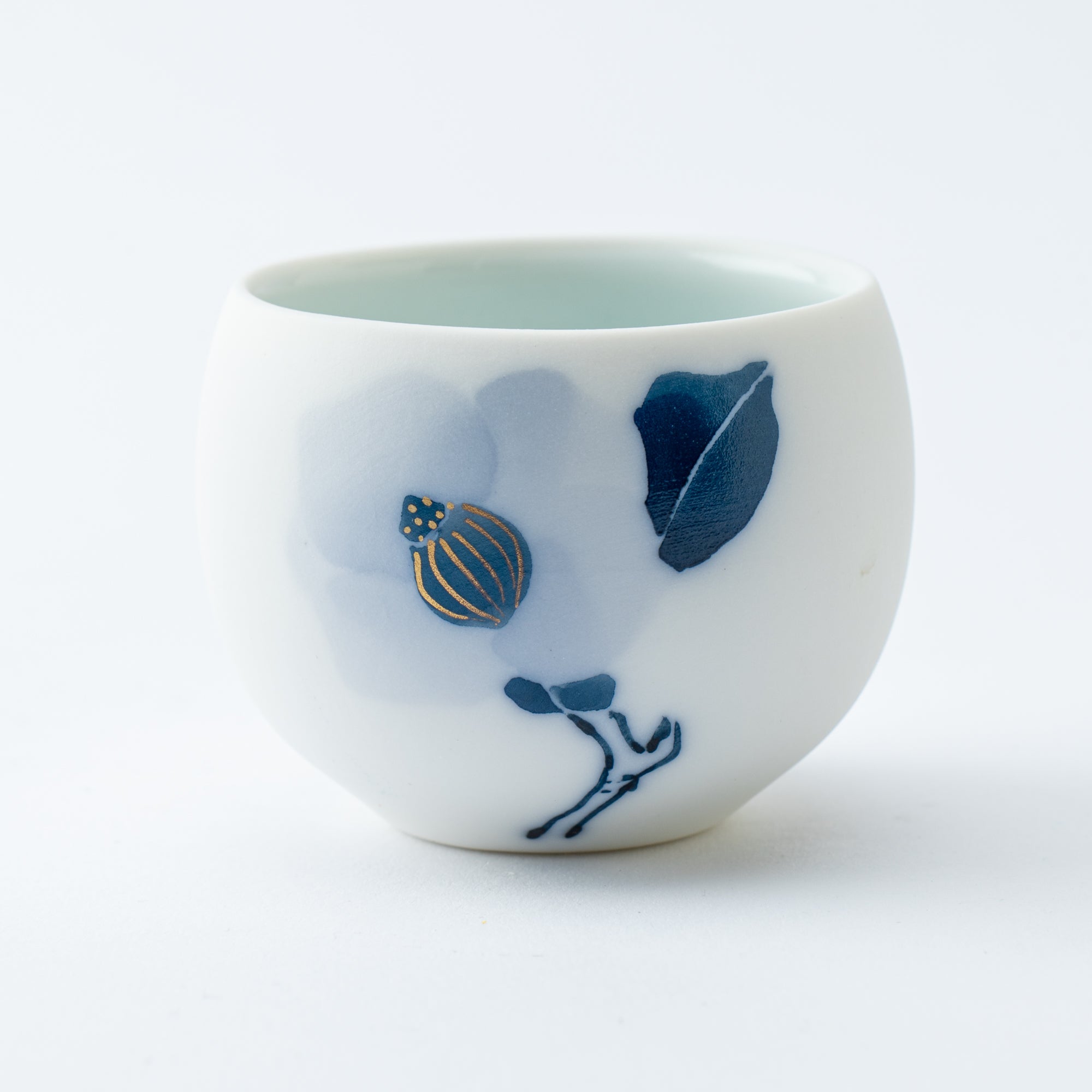 Blue Flower Camellia Guinomi Sake Cup