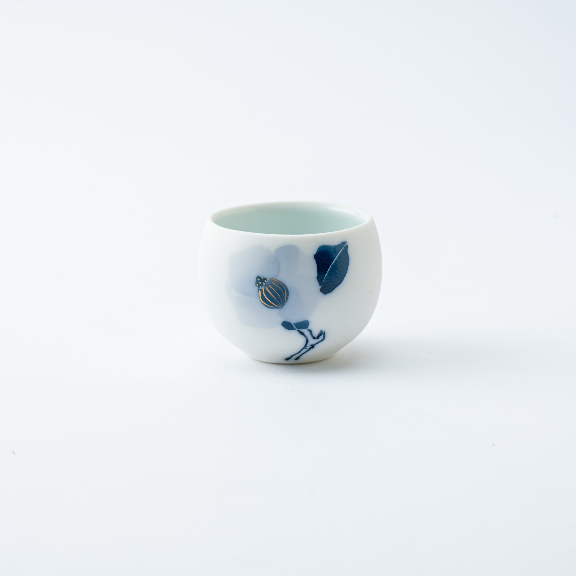 Blue Flower Camellia Guinomi Sake Cup