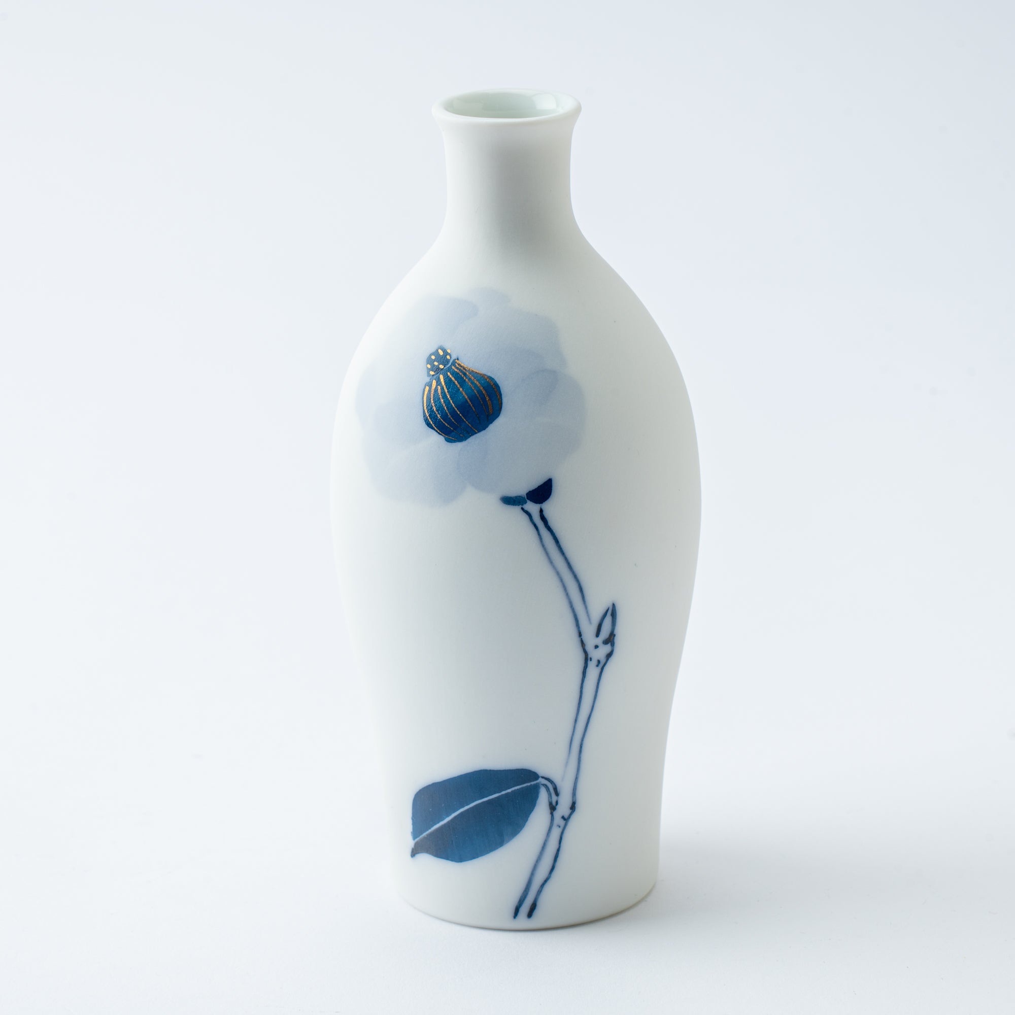 Blue Flower Camellia Tokkuri Sake Carafe