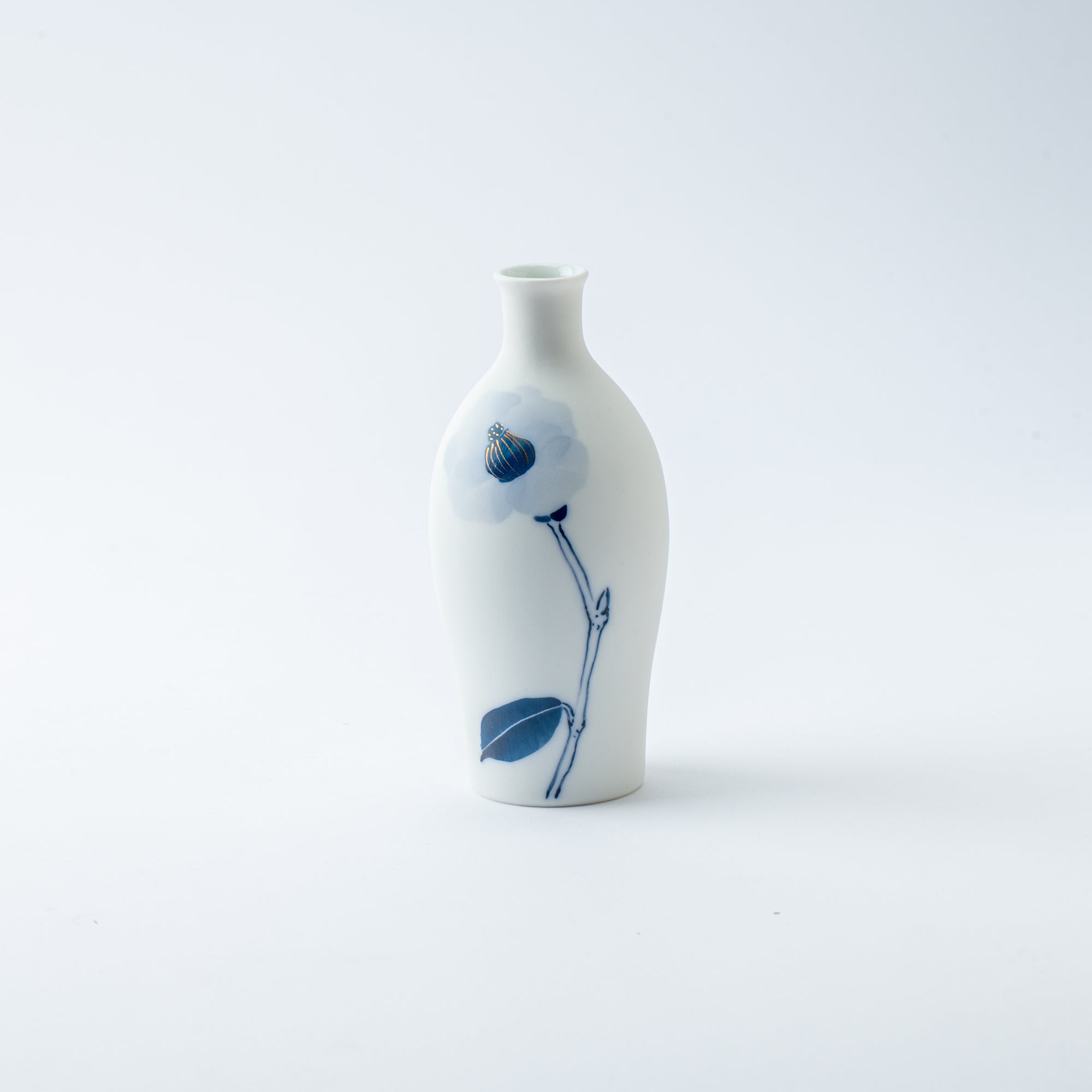 Blue Flower Camellia Tokkuri Sake Carafe