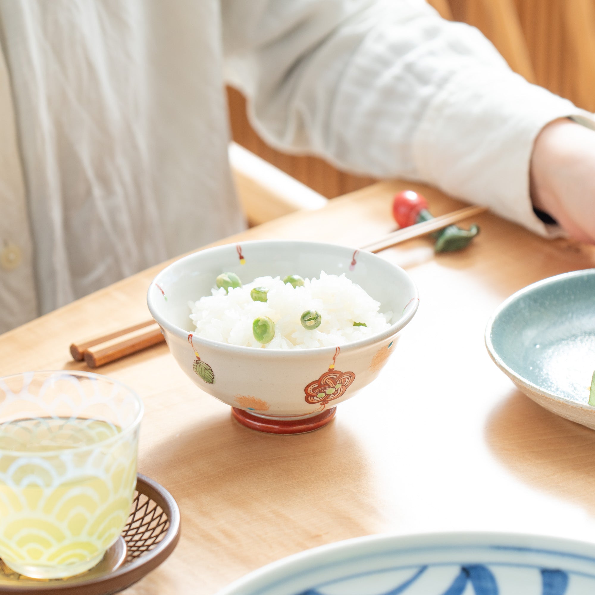 Red Mizuhiki Japanese Rice Bowl