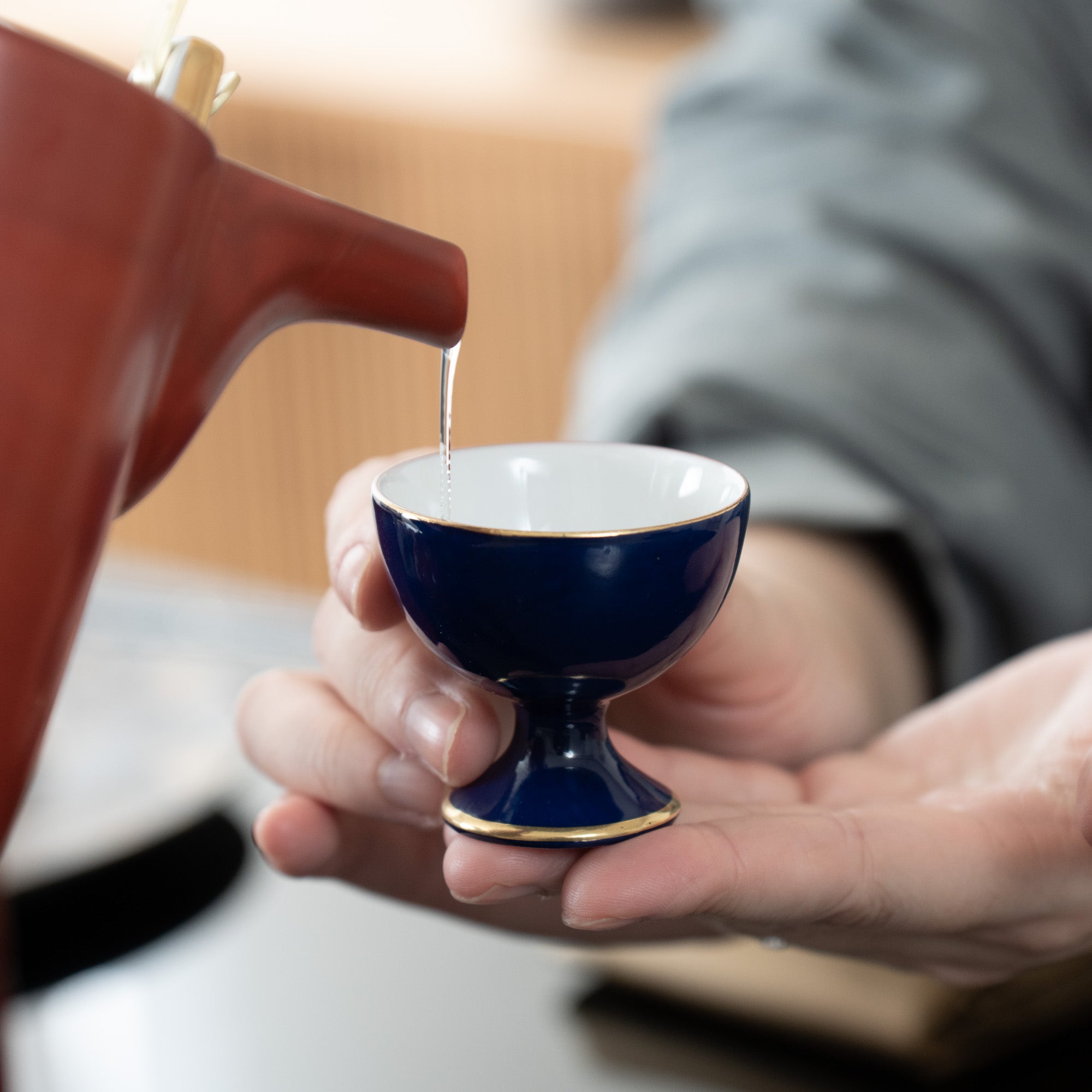 Charcoal Blue Sakazuki Flat Sake Cup