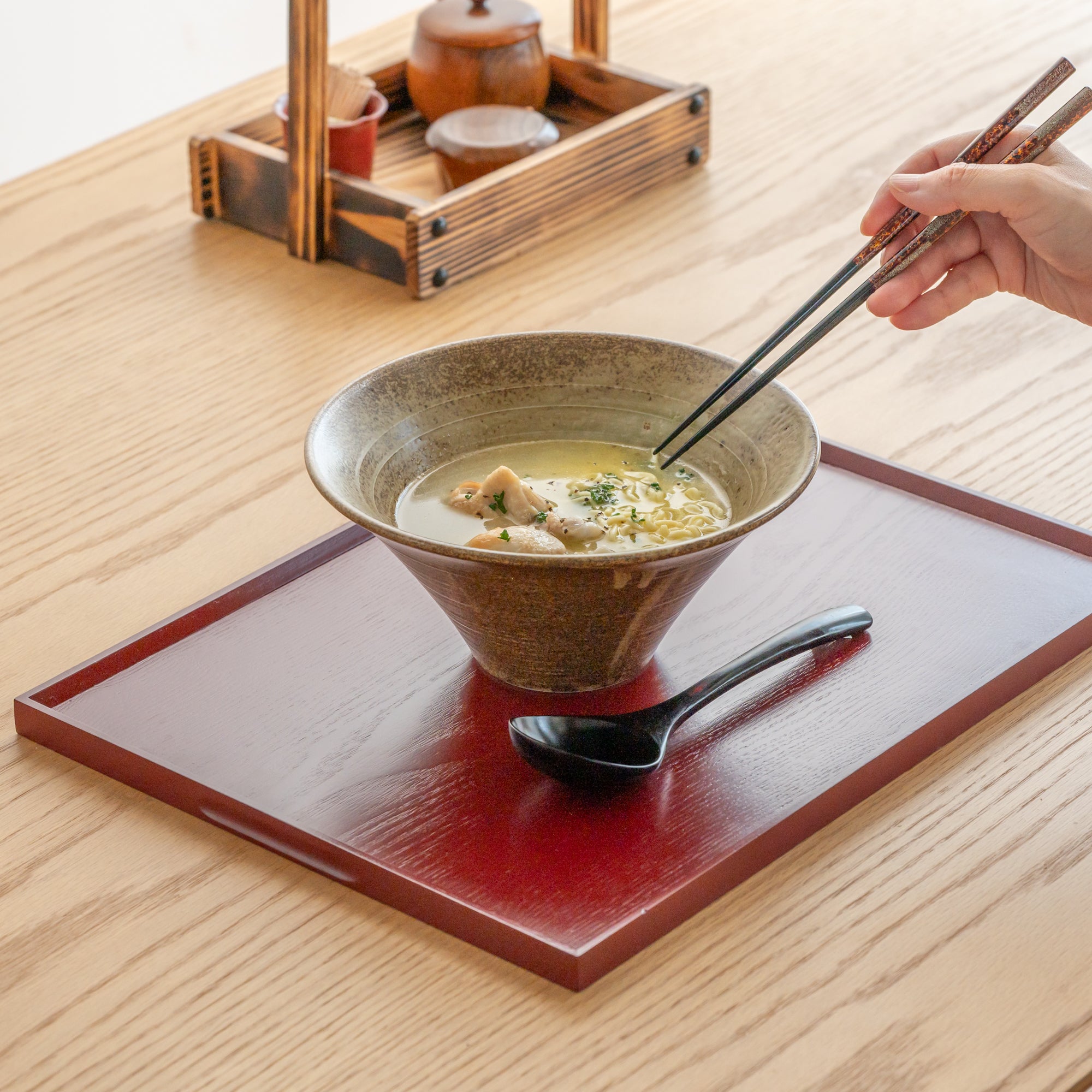 Wood Grained Lacquerware Serving Tray