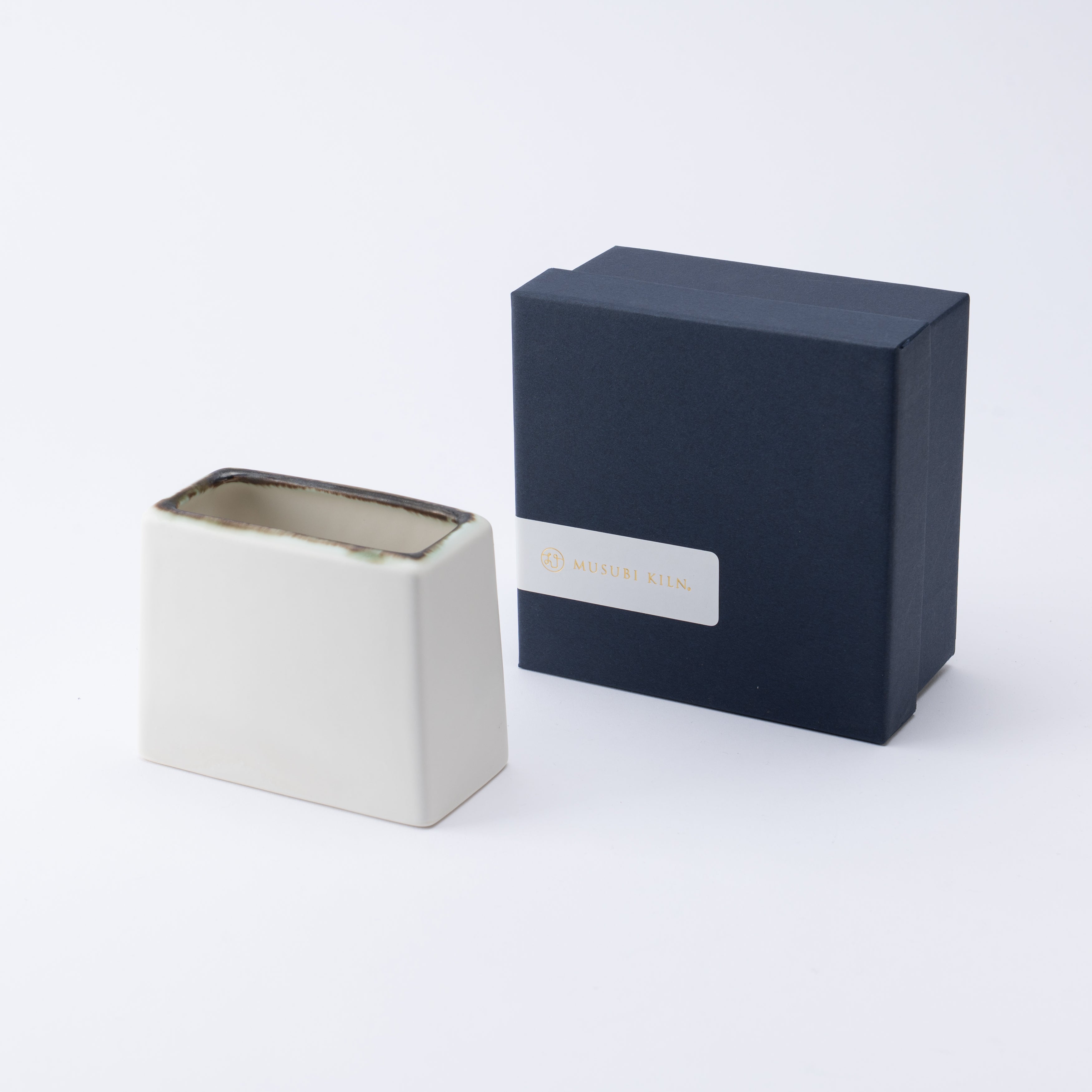 Porta utensilios rectangular con esmalte terroso