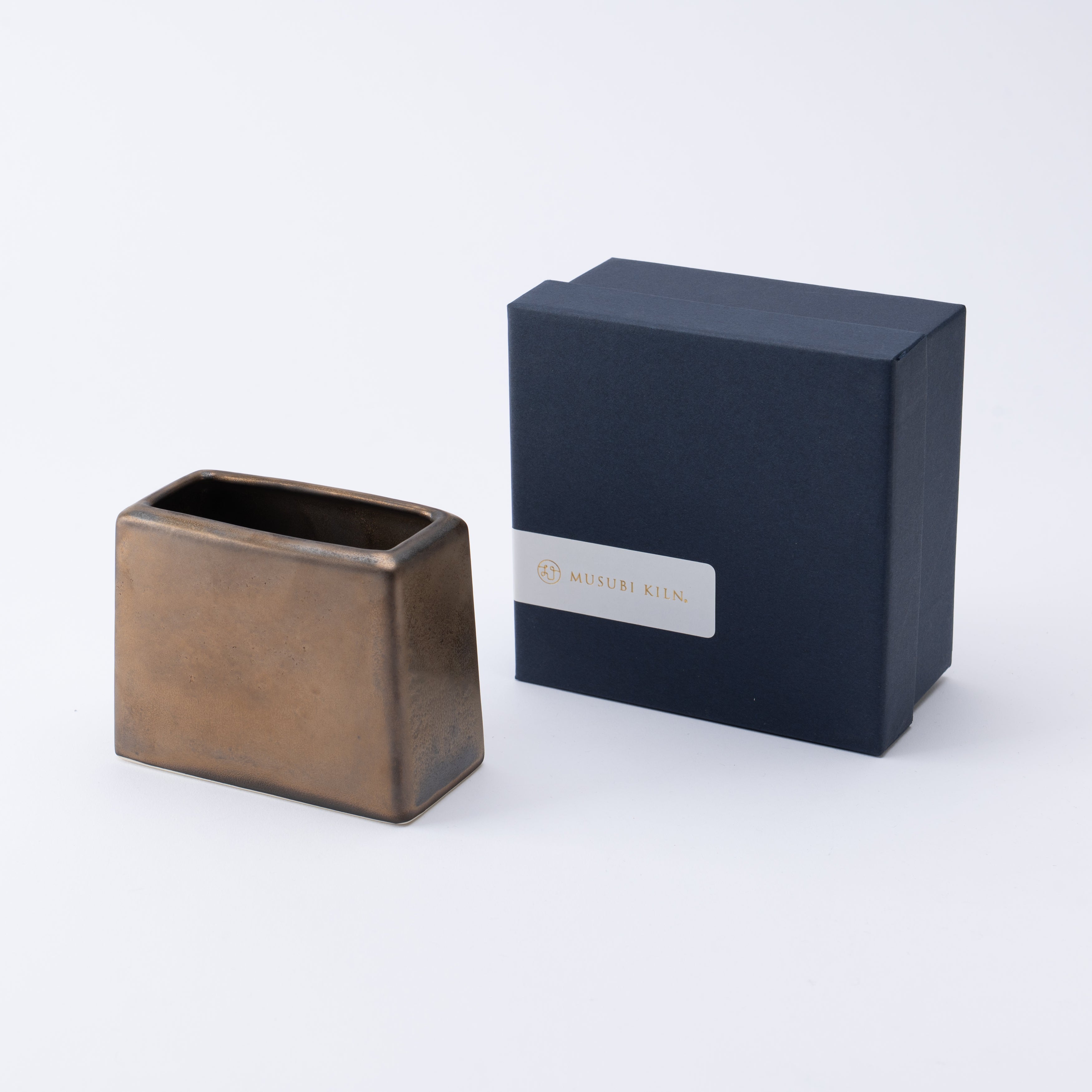 Porta utensilios rectangular con esmalte terroso
