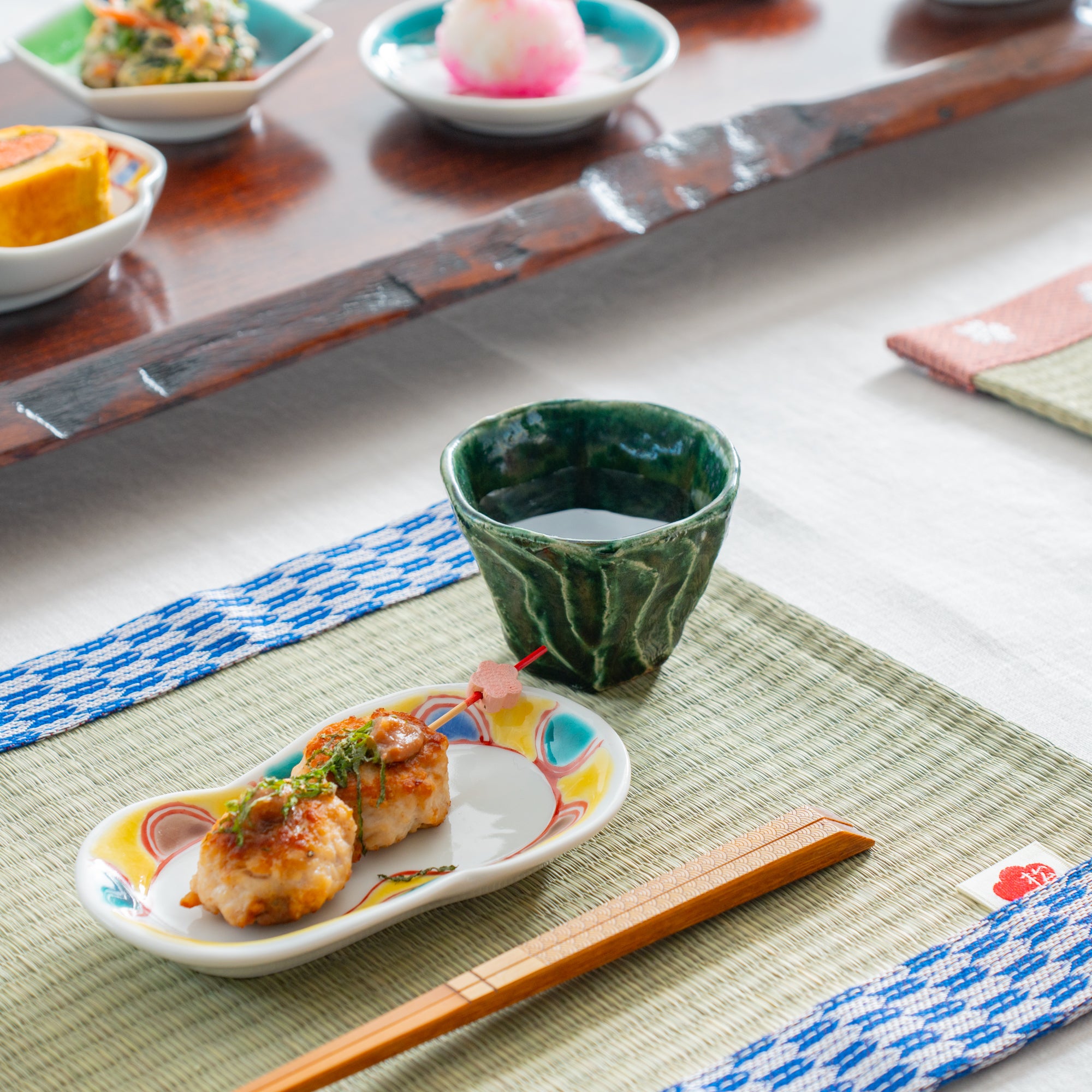 Oribe Wave Hexagonal Guinomi Sake Cup