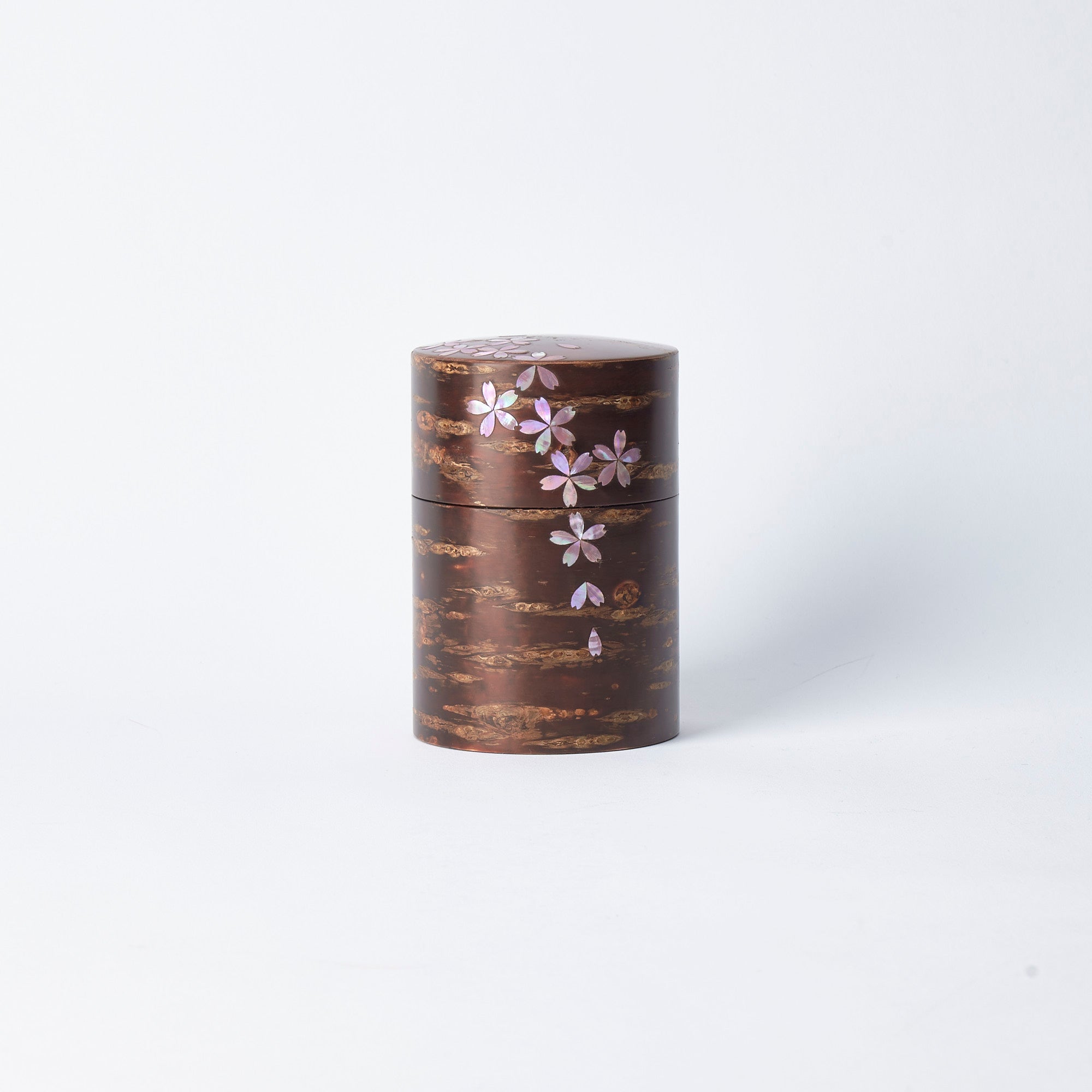 Recipiente para té Sakura Fubuki con incrustaciones de concha rosa