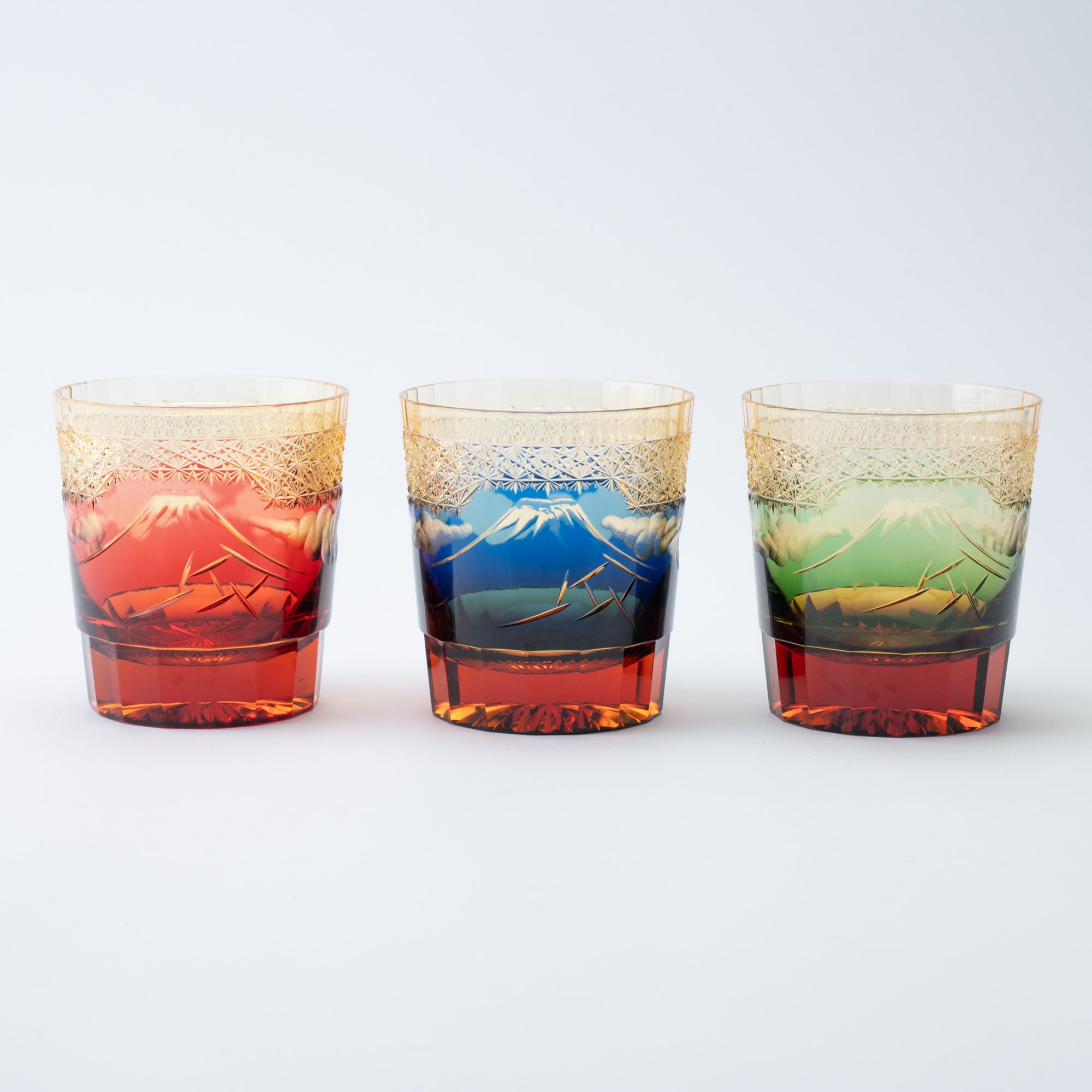 Hokusai Mt. Fuji Edo Kiriko Whiskey Glass