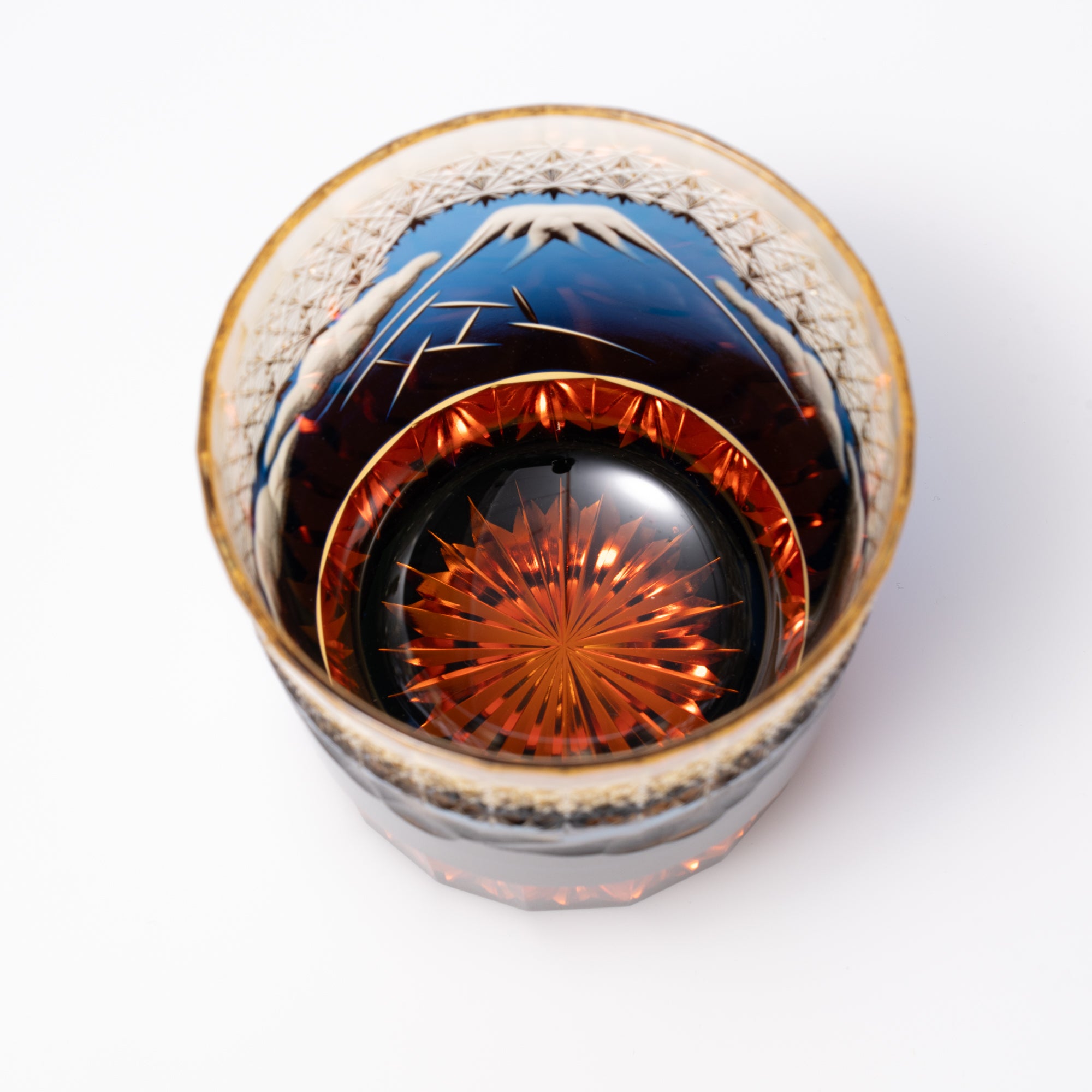 Hokusai Mt. Fuji Edo Kiriko Whiskey Glass