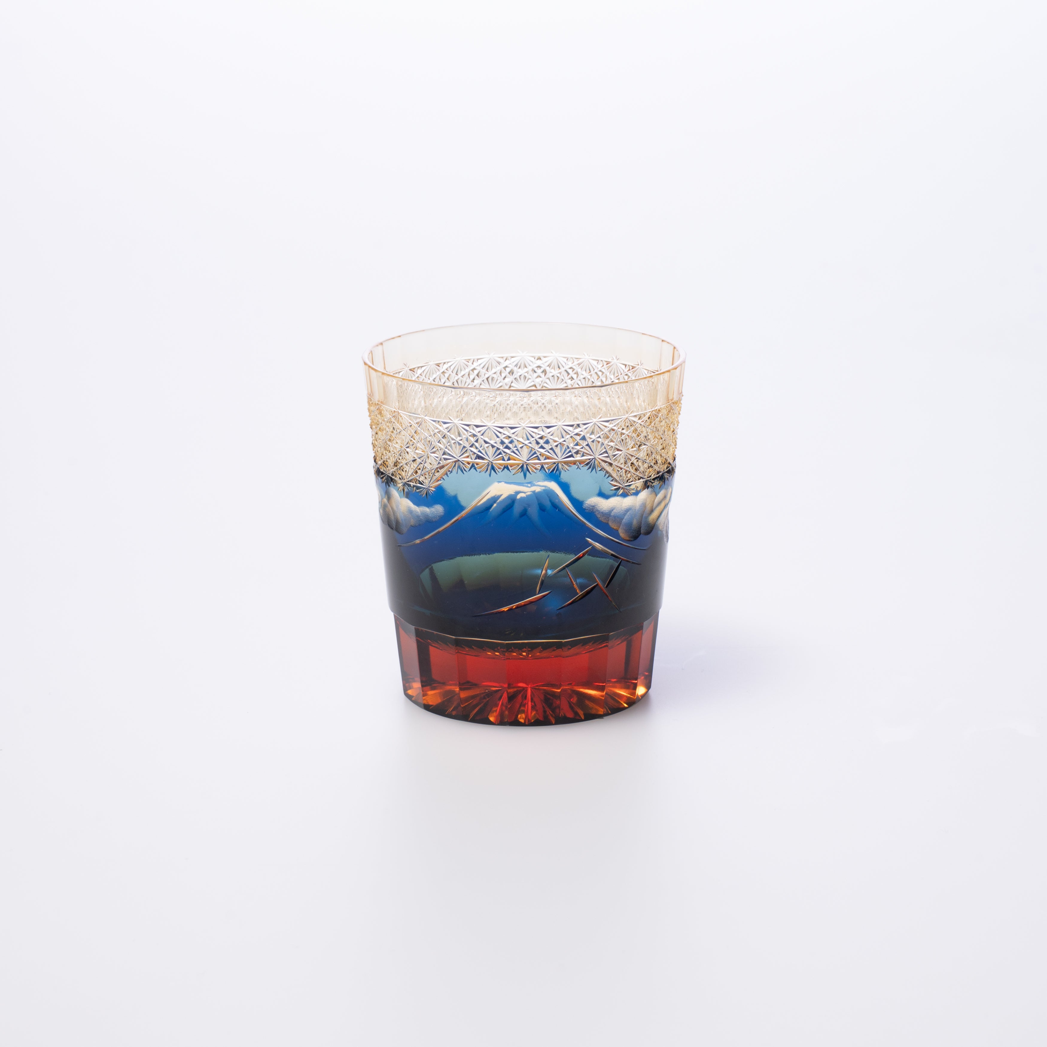 Hokusai Mt. Fuji Edo Kiriko Whiskey Glass