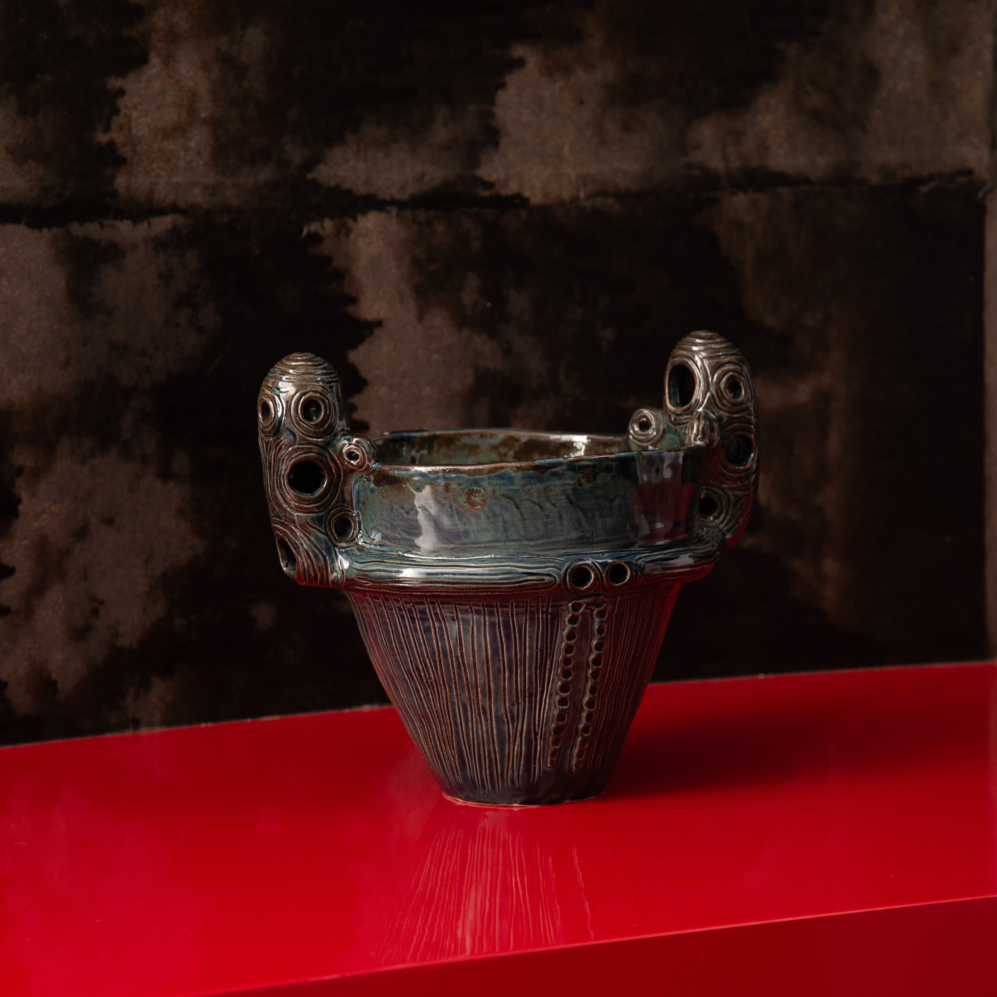 Suien Blue Jomon Cachepot