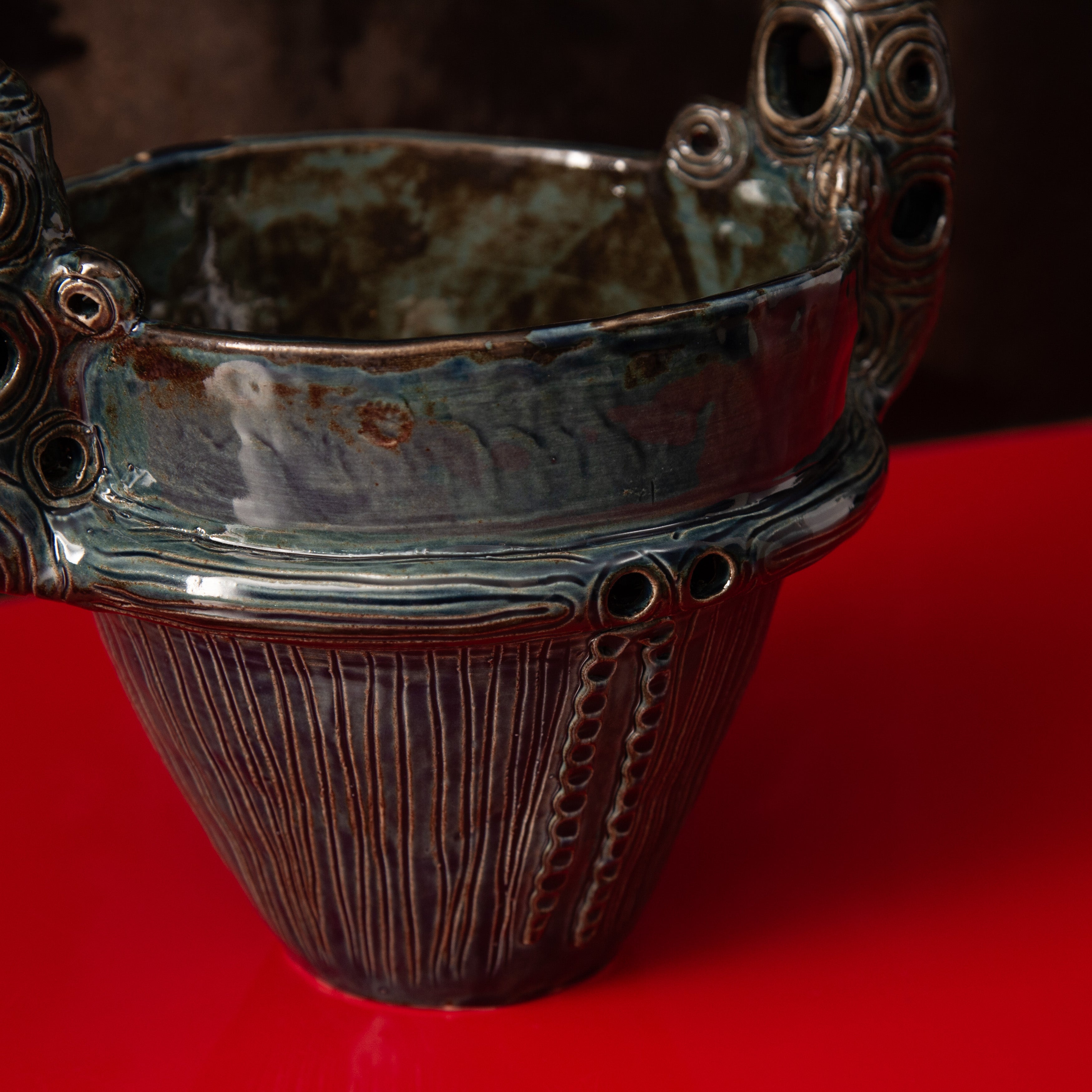 Suien Blue Jomon Cachepot