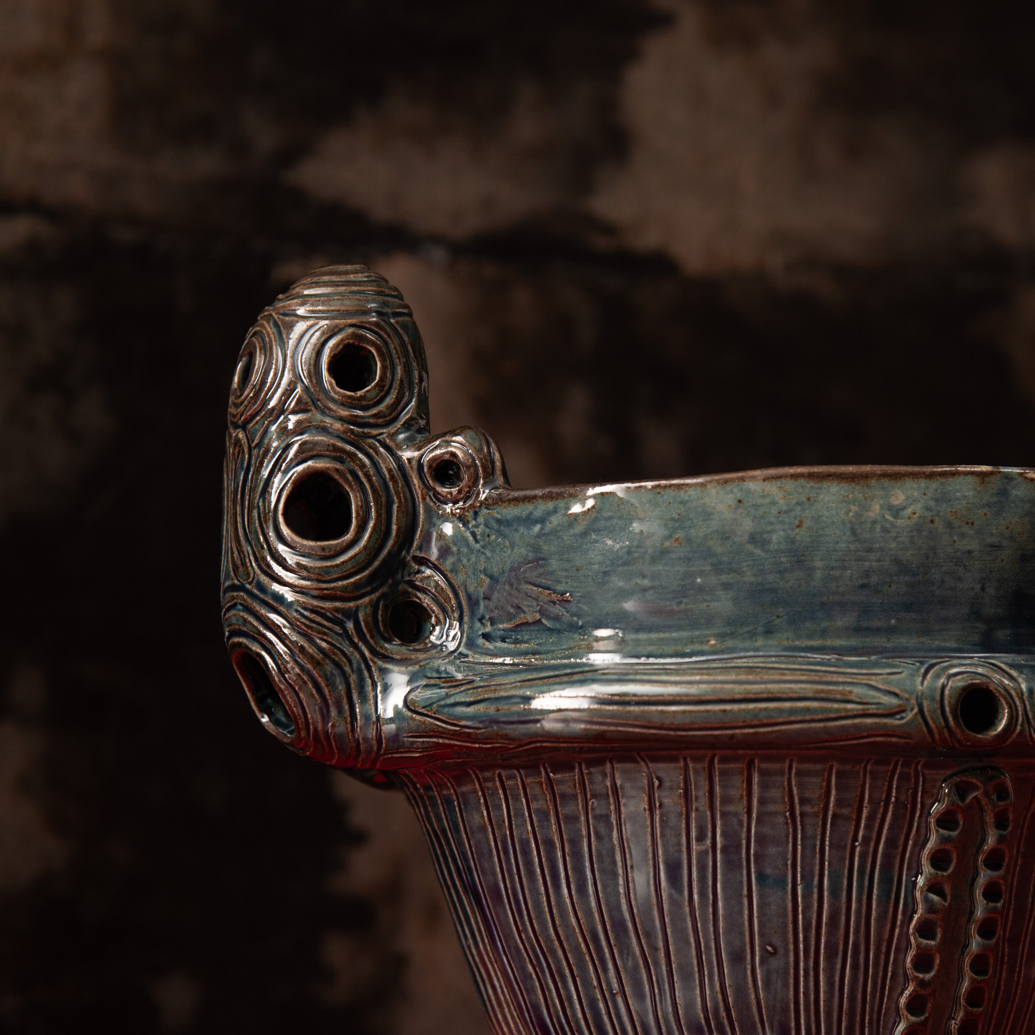 Suien Blue Jomon Cachepot