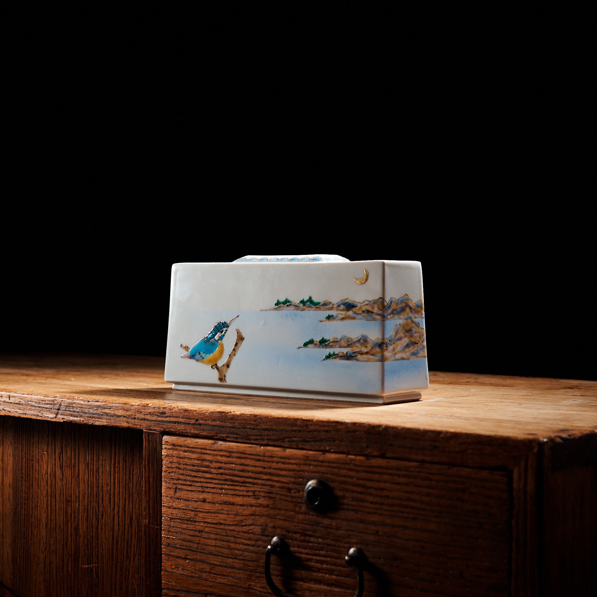 Moonlit Lake and Bird Vase