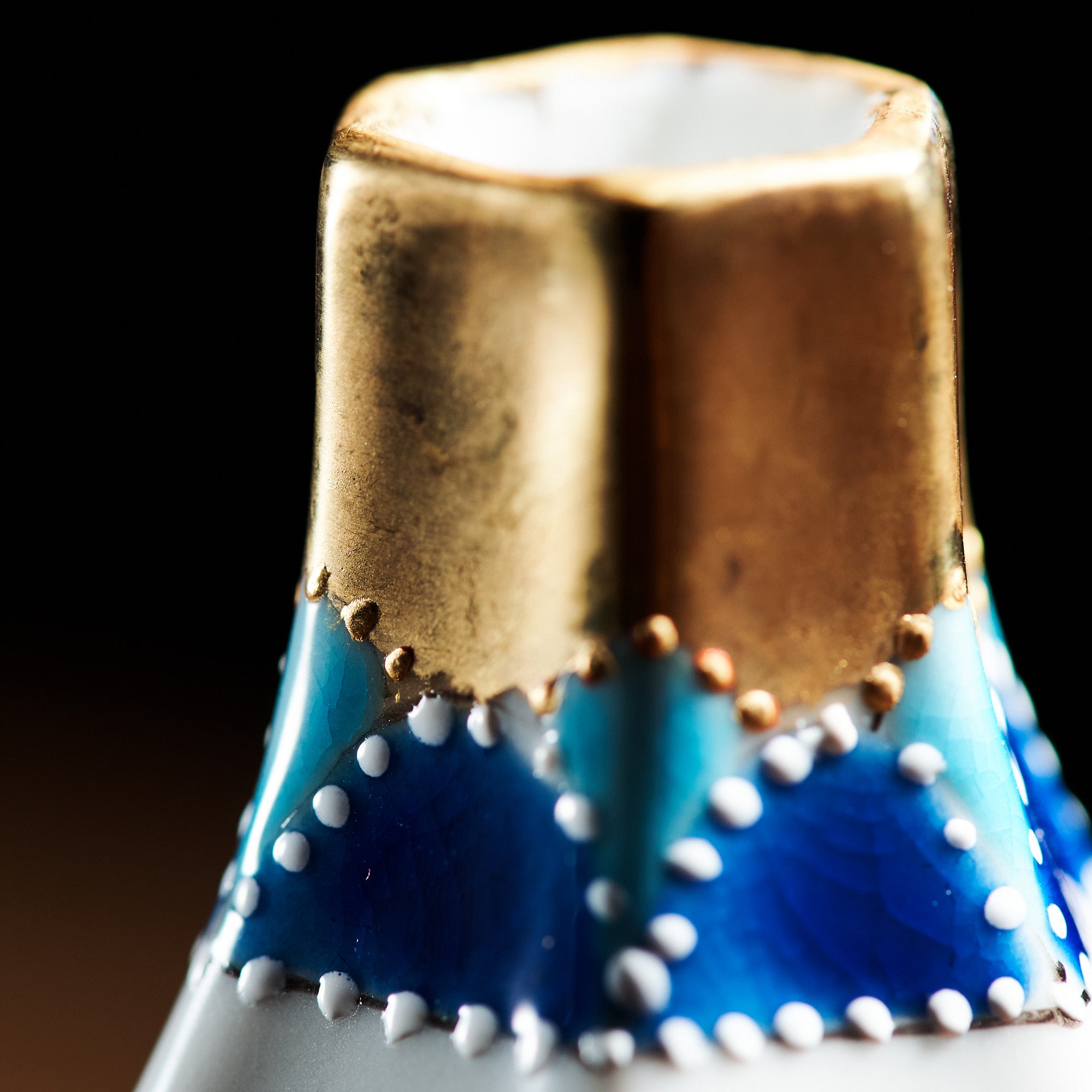 Vase mit schmalem Hals und Mondscheinsee und Vogelmotiv, 17,5 cm