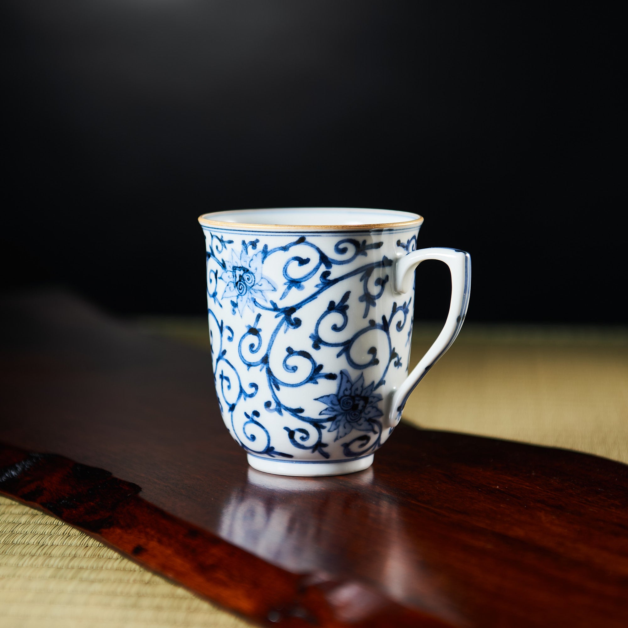Blue Peony and Arabesque Mug