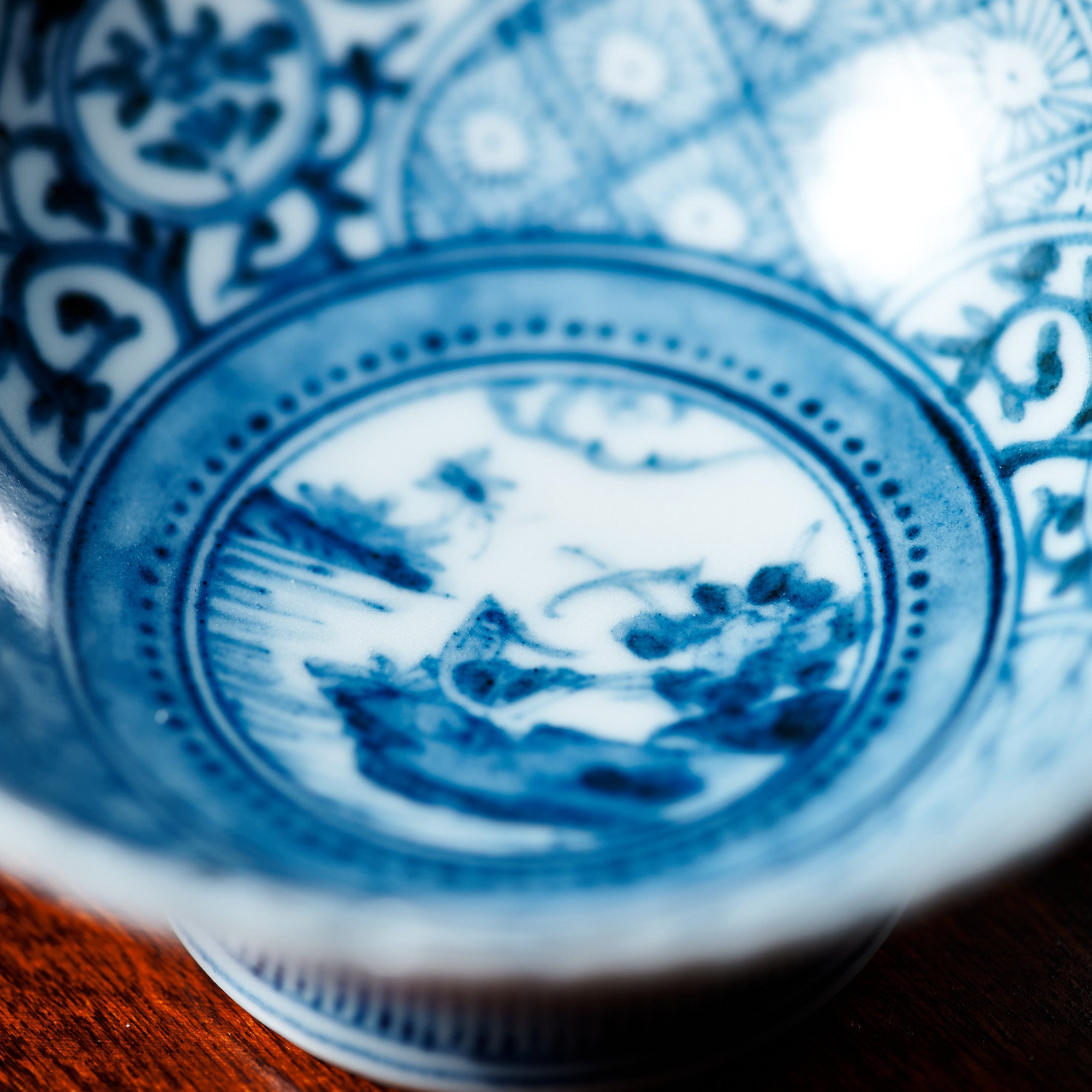 Auspicious Flower and Bird Sakazuki Flat Sake Cup