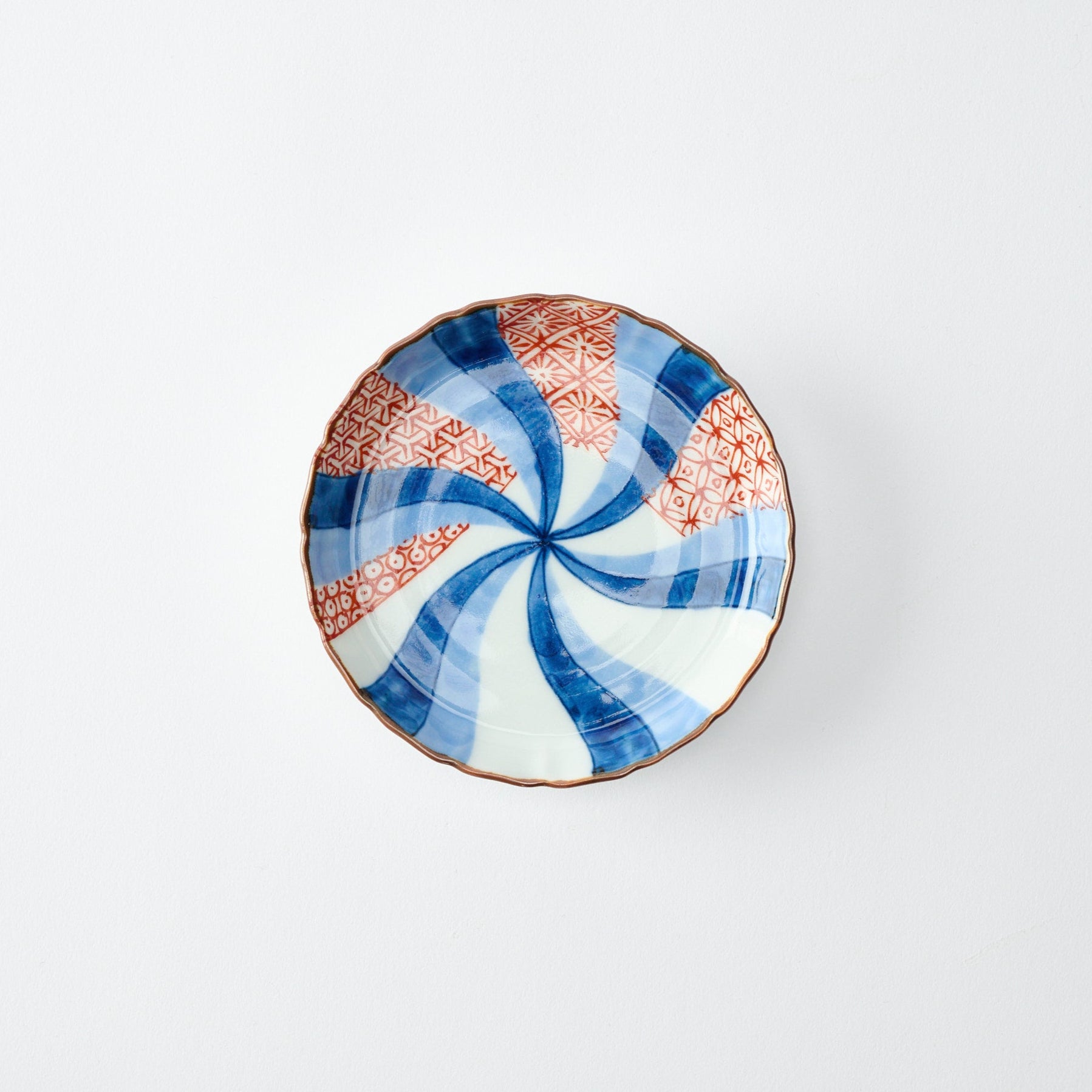 Red & Blue Swirl Pattern Mt. Fuji Sauce Plate