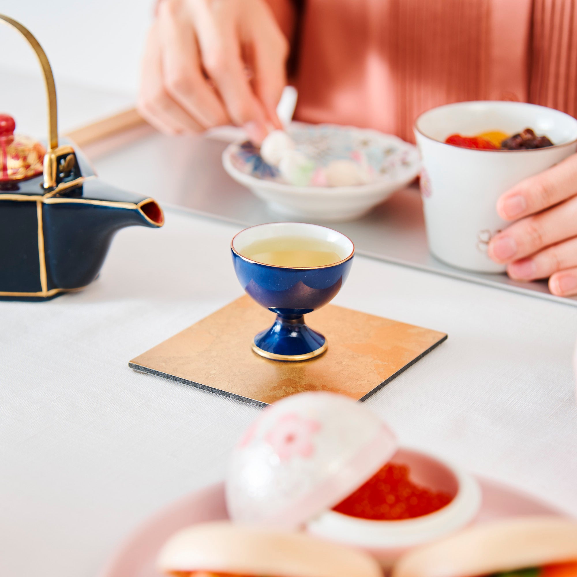 Charcoal Blue Sakazuki Flat Sake Cup